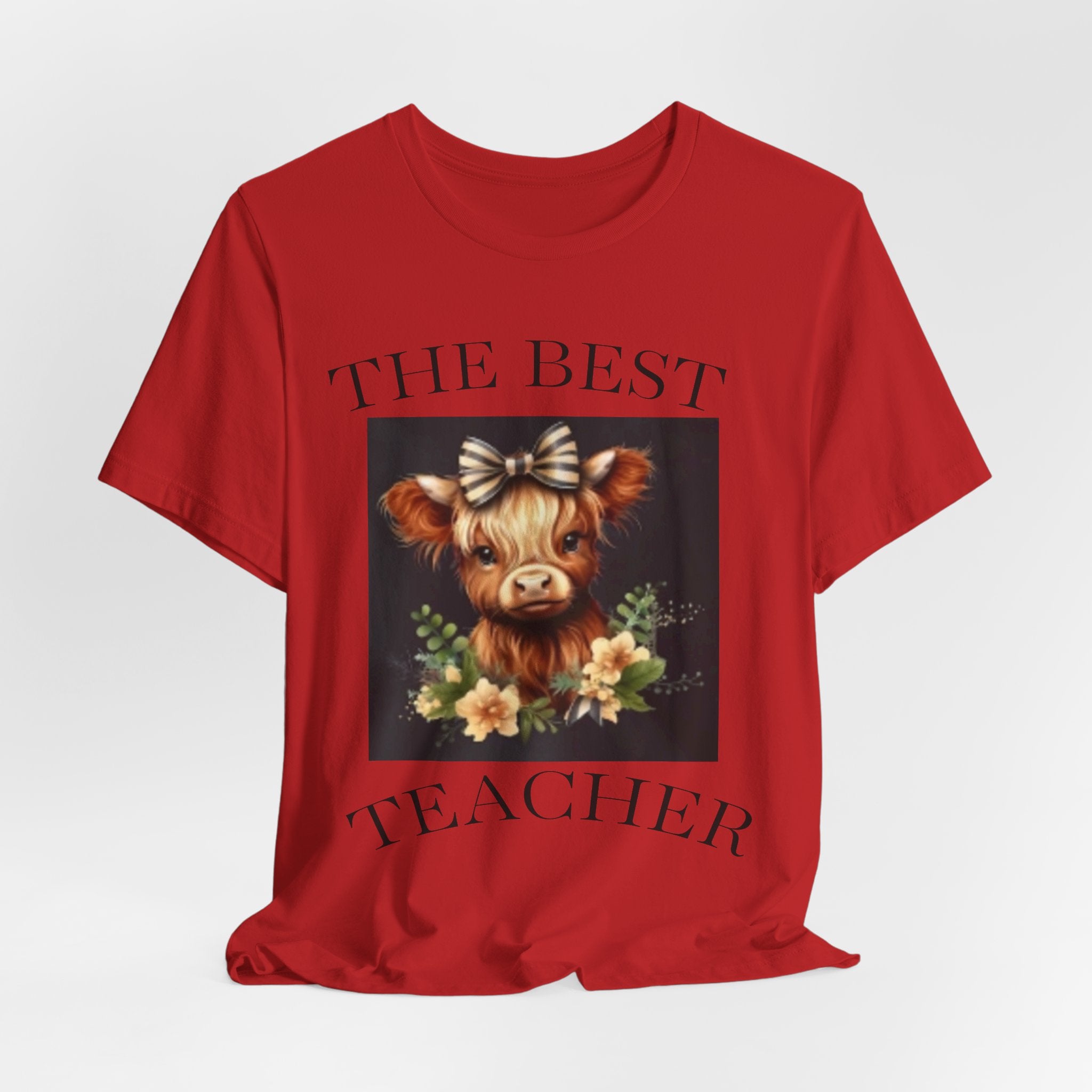The Best Teacher Cow Tee — Cute Floral Cow Graphic Teacher T-Shirt