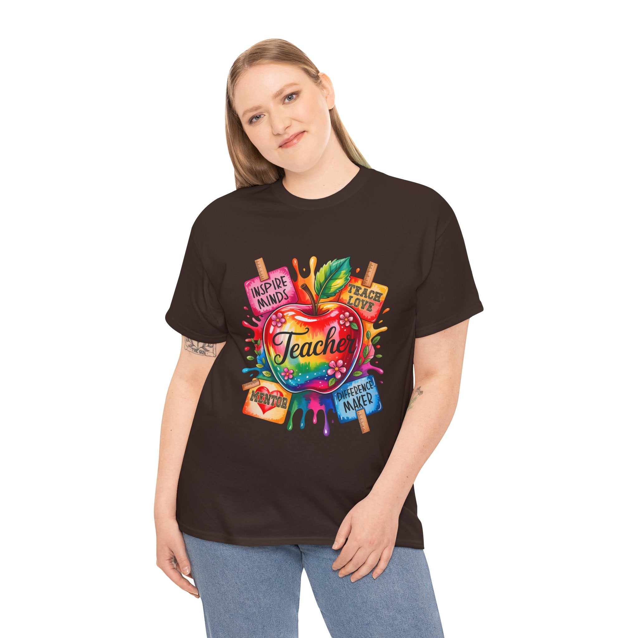 Colorful Apple Teacher T‑Shirt – Inspire Minds | Back to School Gift