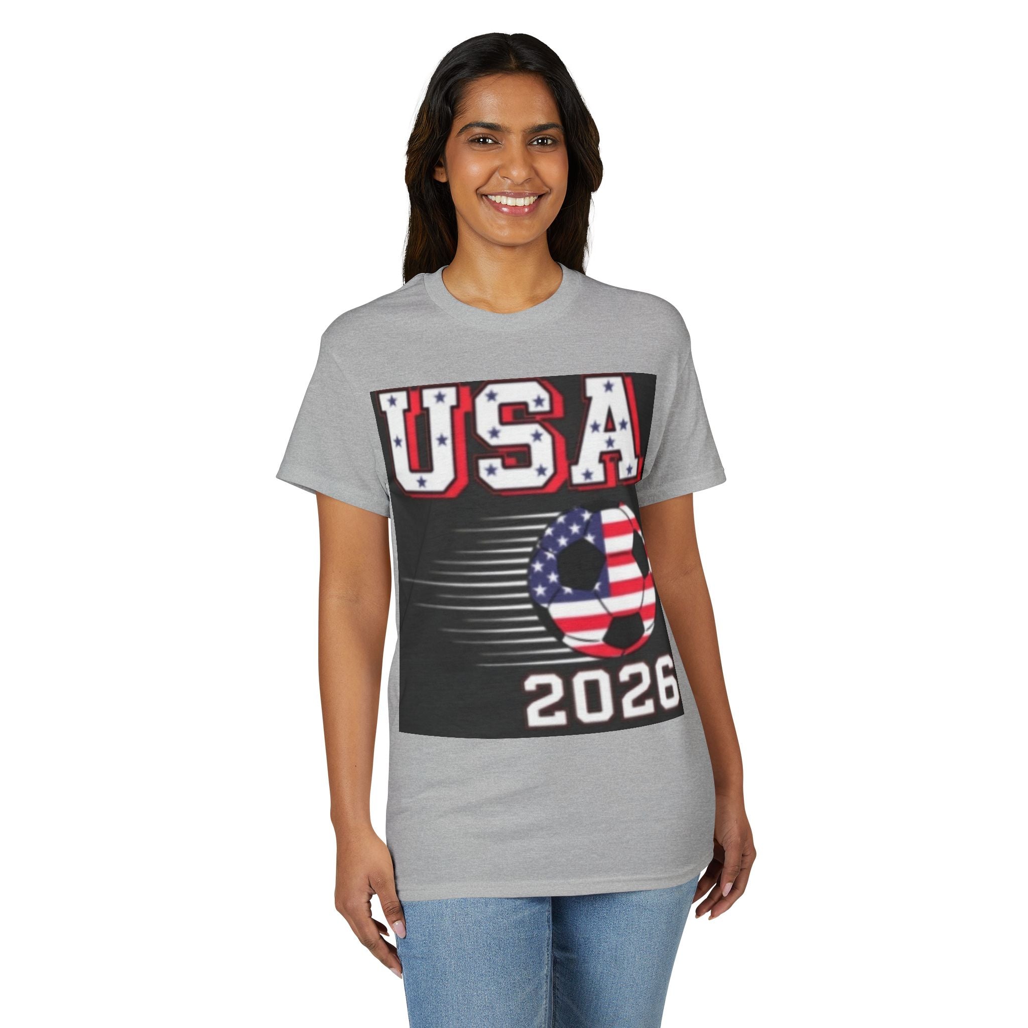 USA Soccer 2026 T-Shirt — American Flag Soccer Ball World Cup Tee