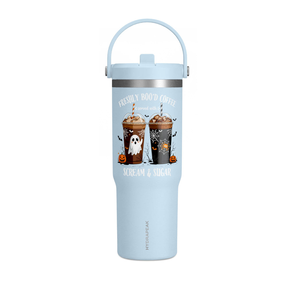 Halloween Coffee Tumbler — “Freshly Boo’d Coffee” 32oz Insulated Travel Cup