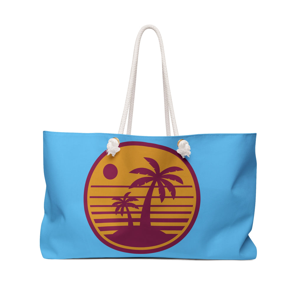 Tropical Palm Weekender Bag – Retro Sunset Beach Tote with "BEACHTIME" Text