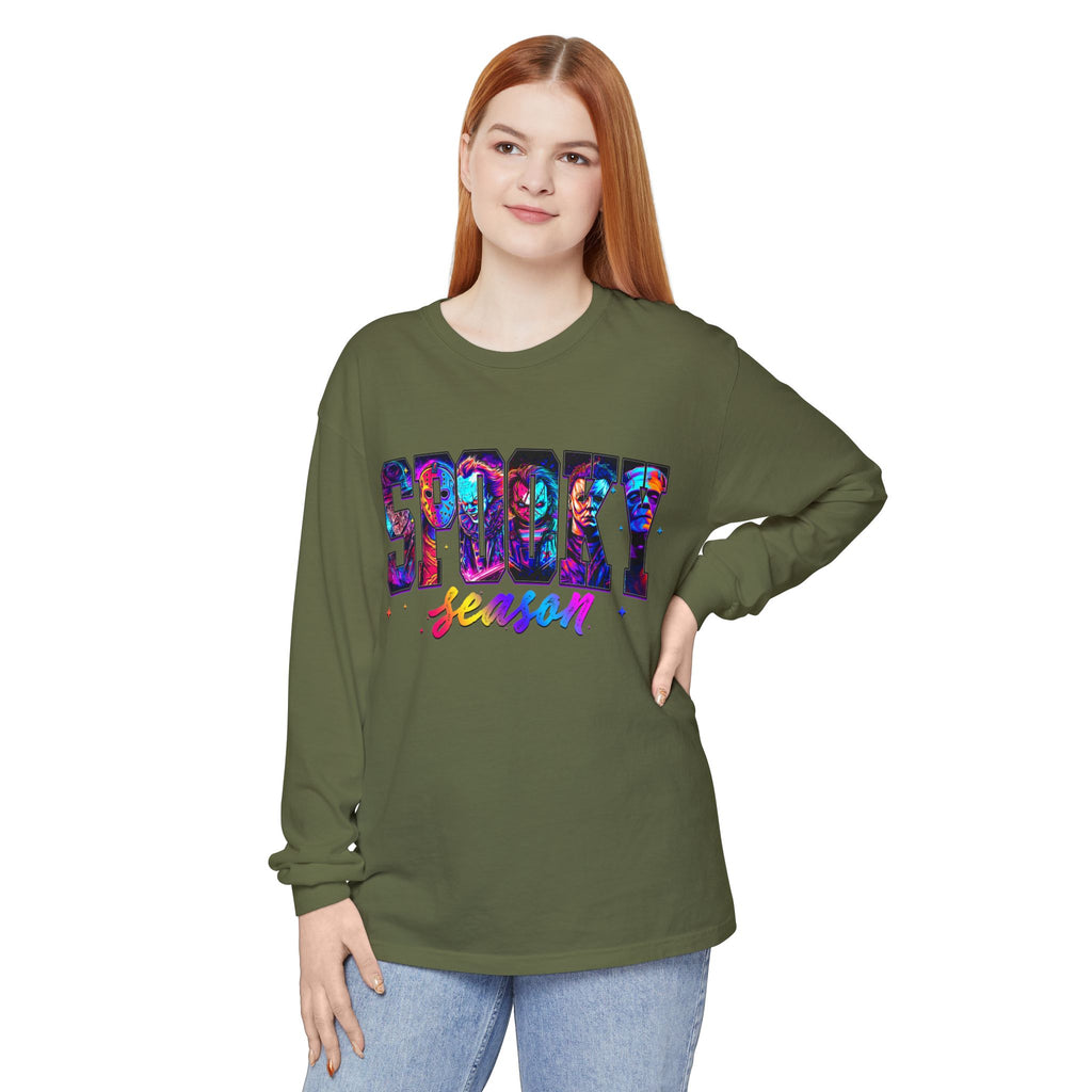 Spooky Season Long Sleeve Tee — Colorful Halloween Graphic
