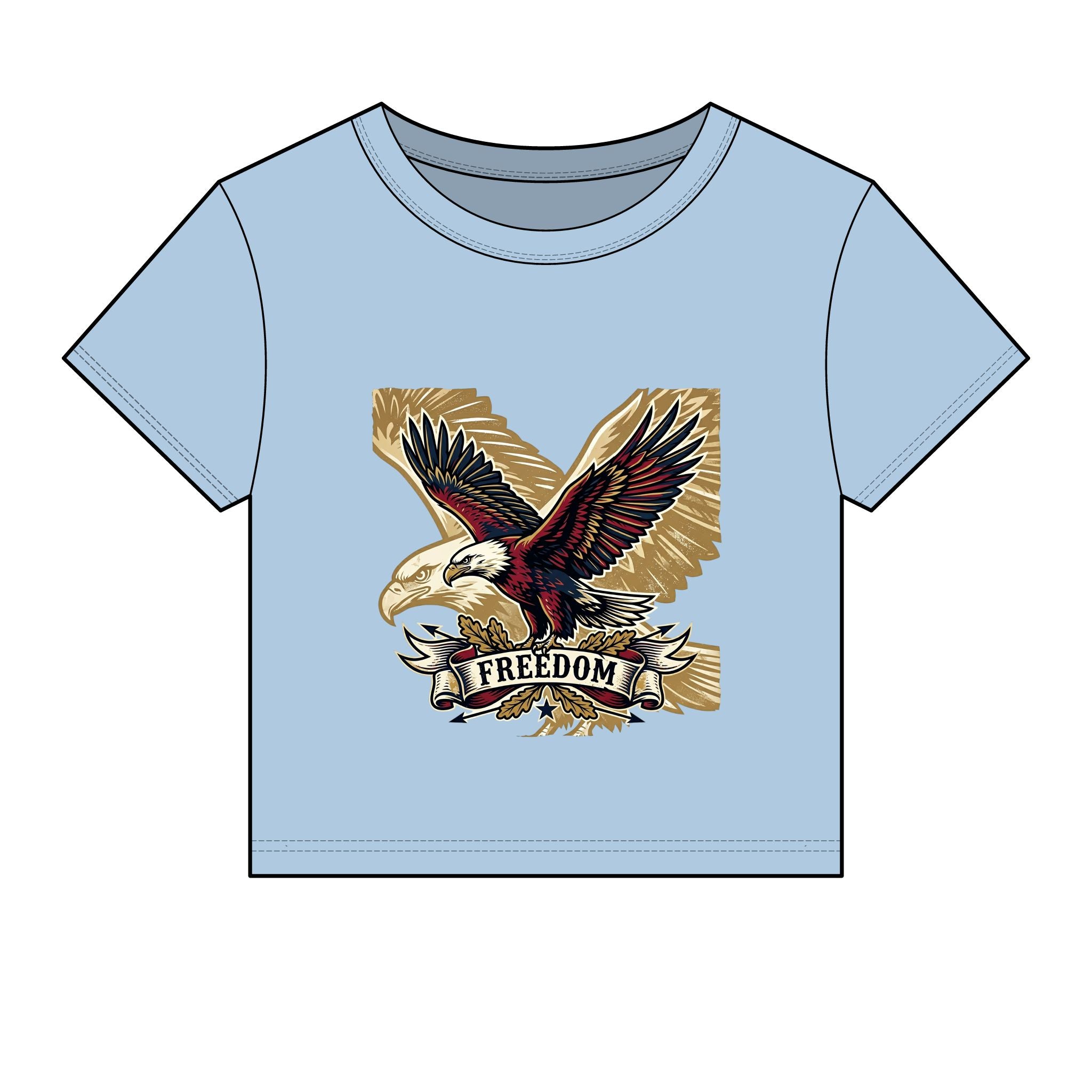 Freedom Eagle Baby Tee — Women's Graphic Crop Tee with Patriotic Eagle Design
