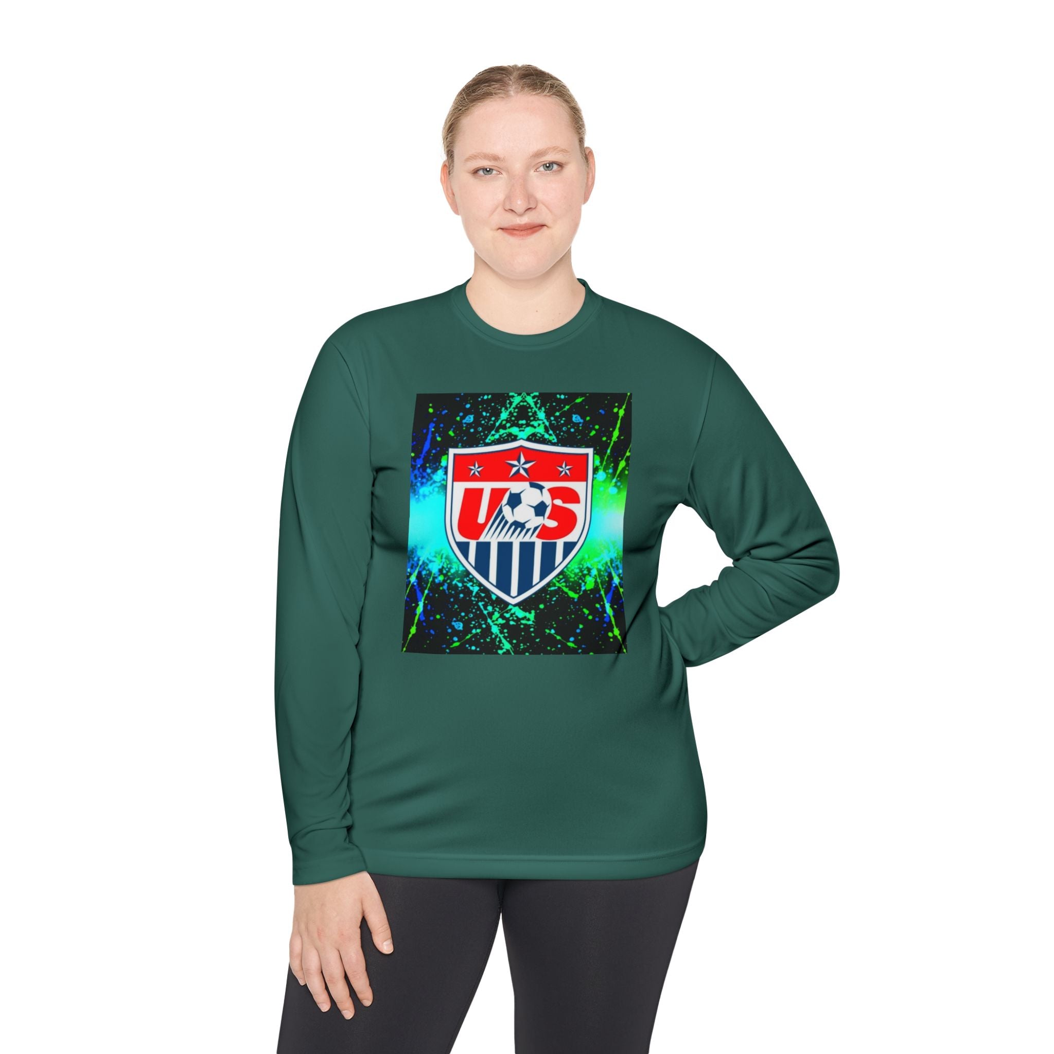 USA Soccer Crest Long Sleeve Tee — Neon Splash