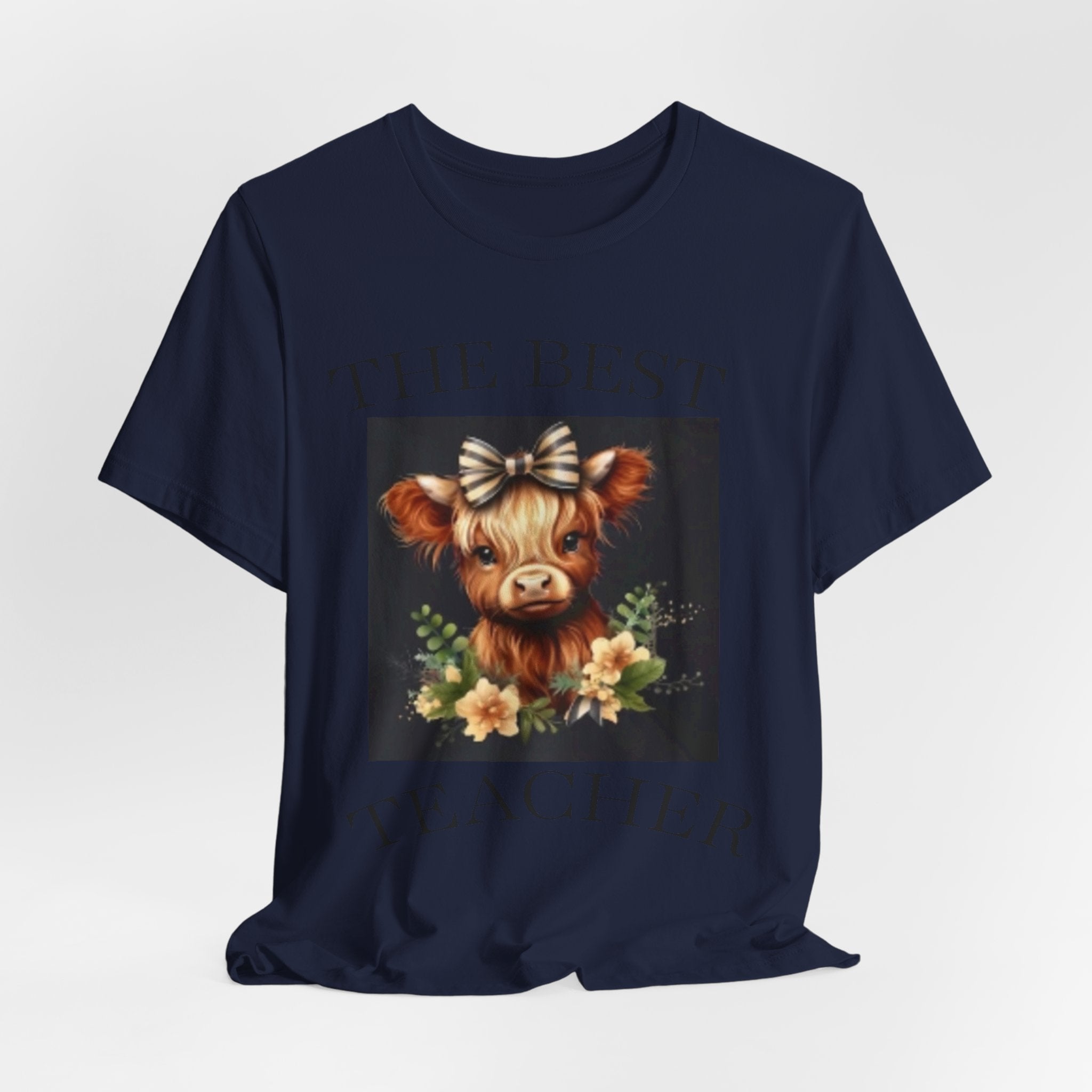 The Best Teacher Cow Tee — Cute Floral Cow Graphic Teacher T-Shirt