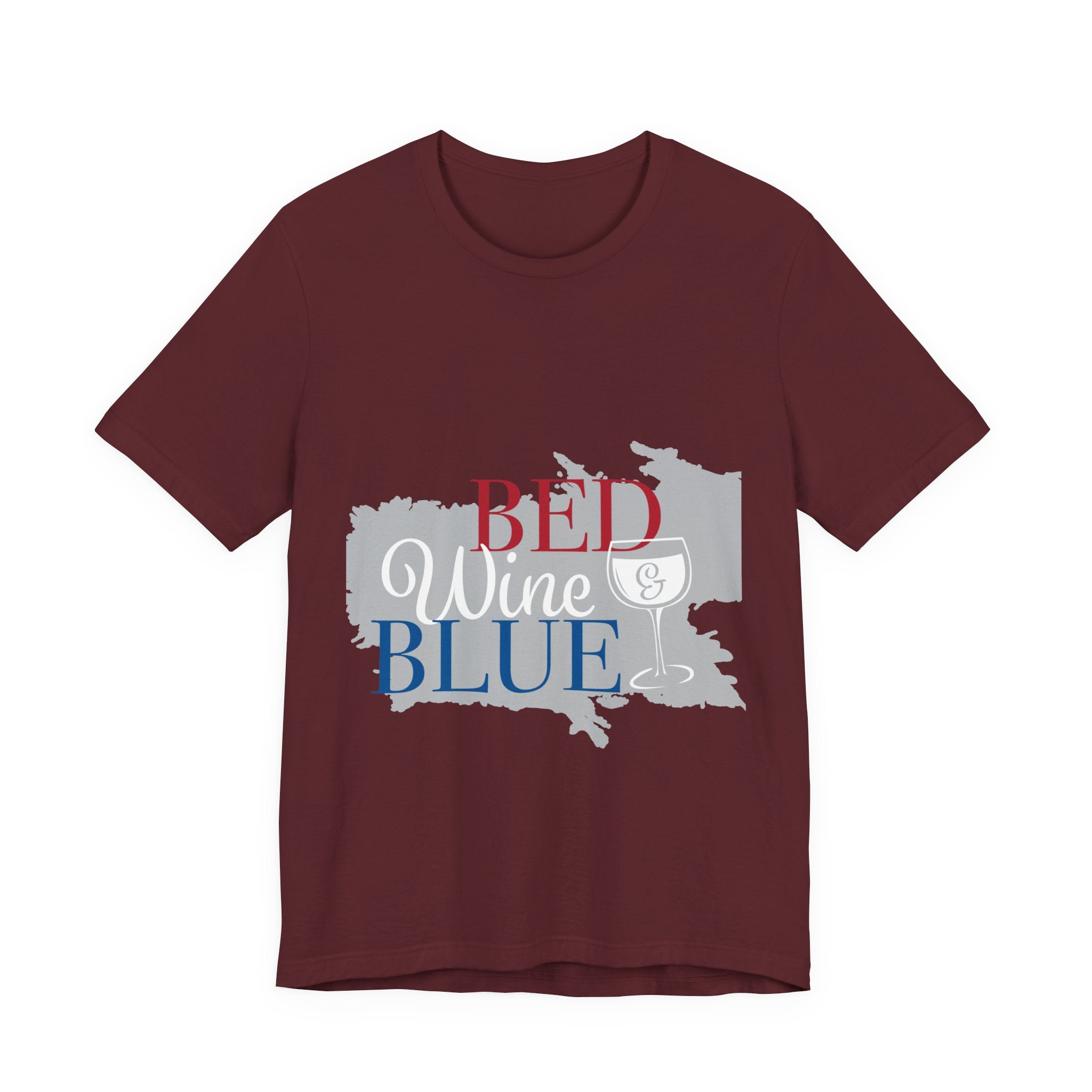 Bed Wine & Blue Tee – Patriotic Relaxation Graphic Shirt