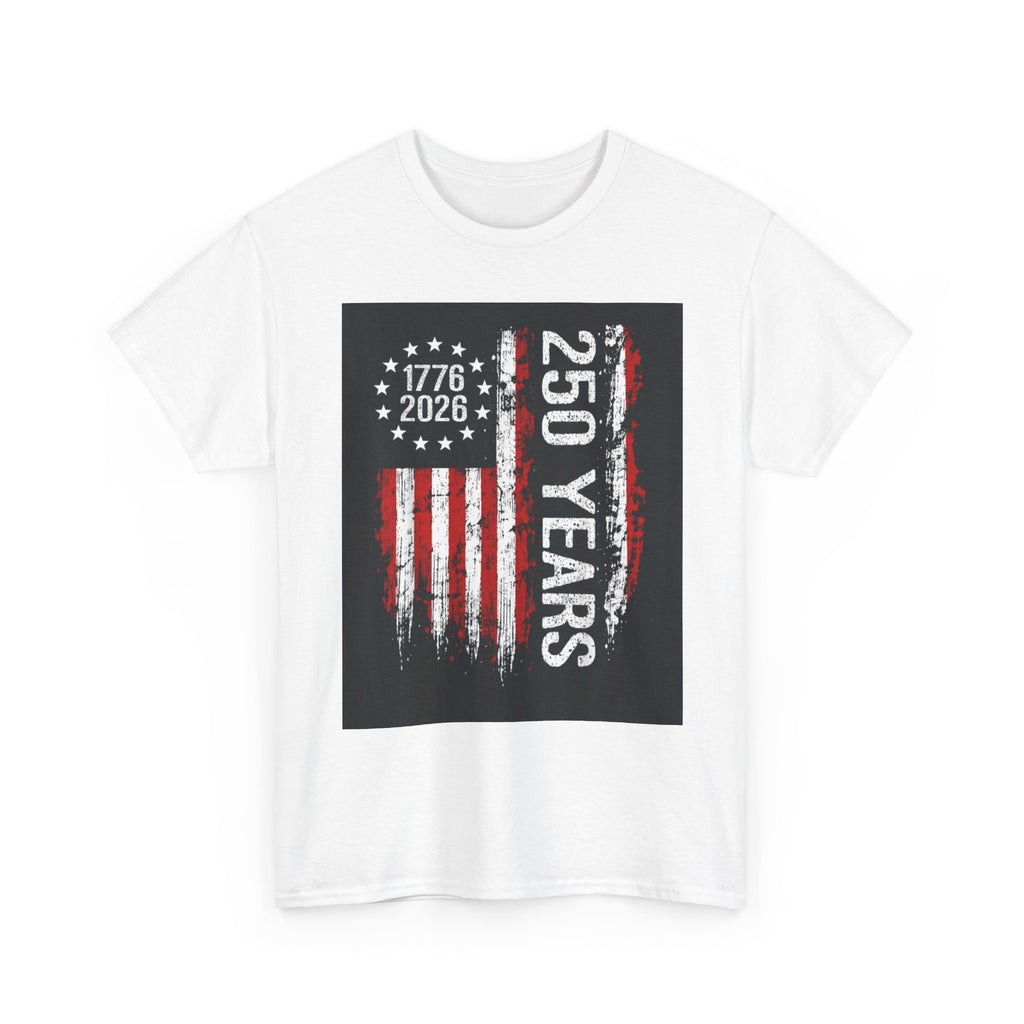 250 Years USA Flag T-Shirt — 1776-2026 Bicentennial Celebration Tee