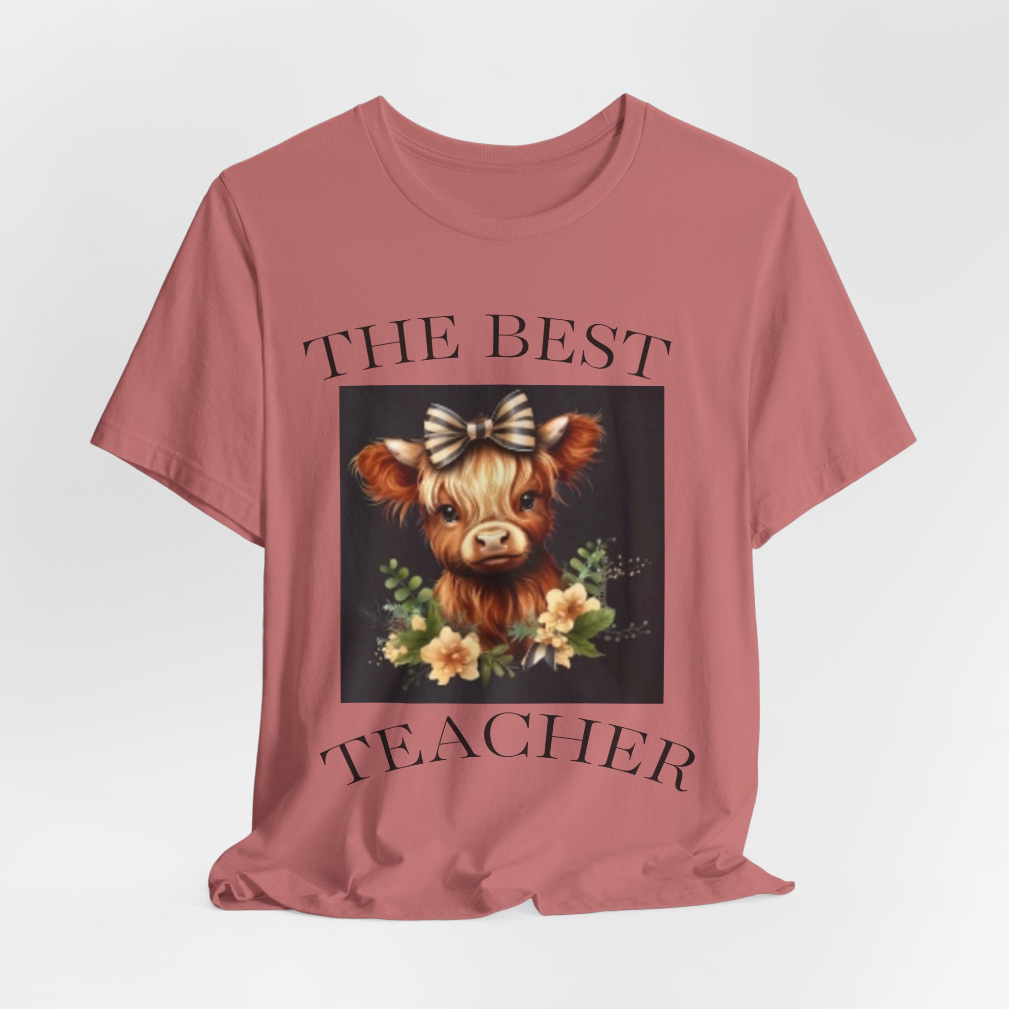 The Best Teacher Cow Tee — Cute Floral Cow Graphic Teacher T-Shirt