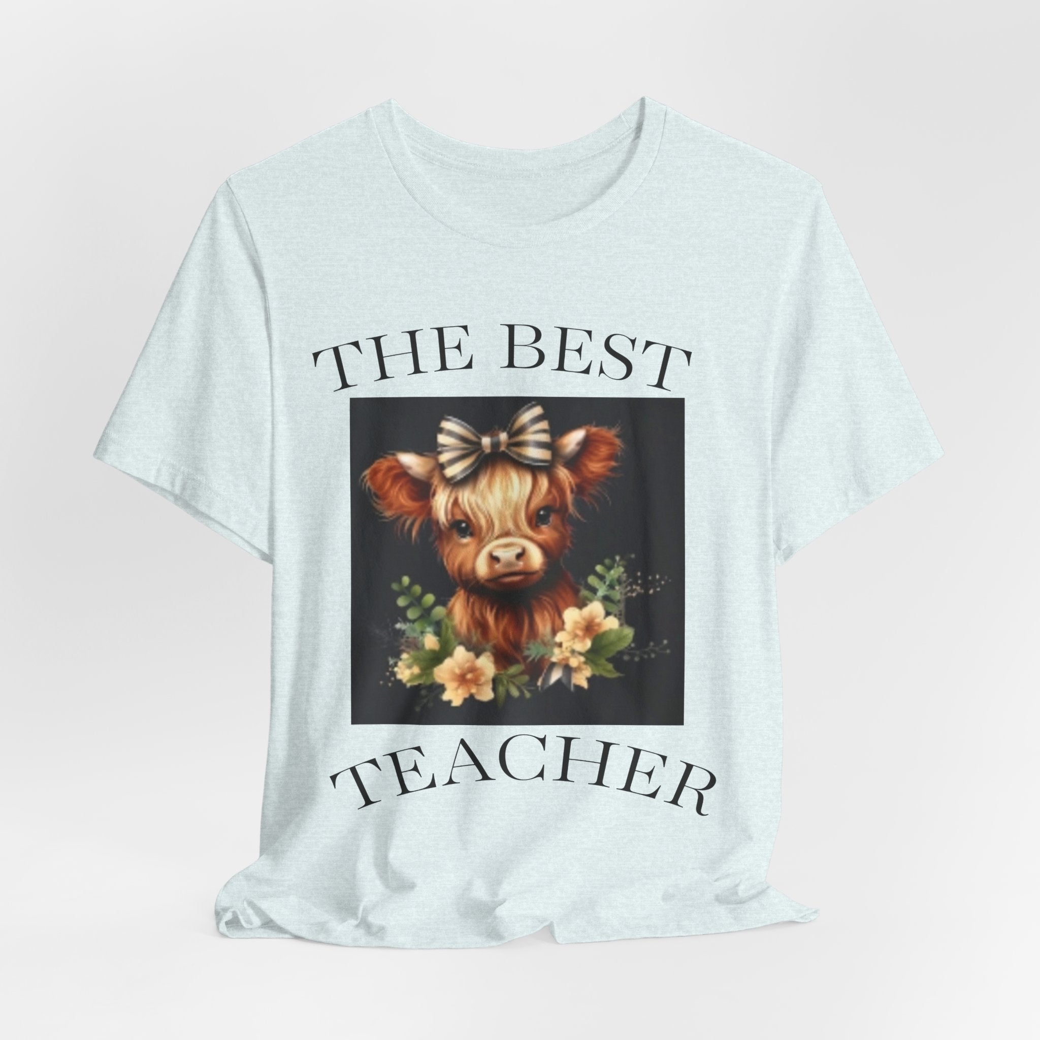 The Best Teacher Cow Tee — Cute Floral Cow Graphic Teacher T-Shirt