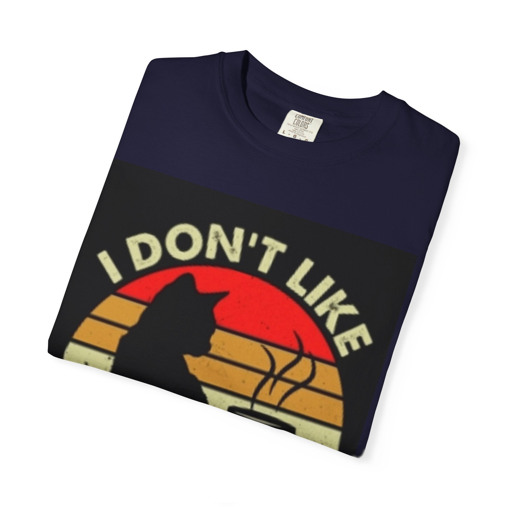 I Don't Like Morning People T-Shirt — Cat & Coffee Retro Graphic Tee