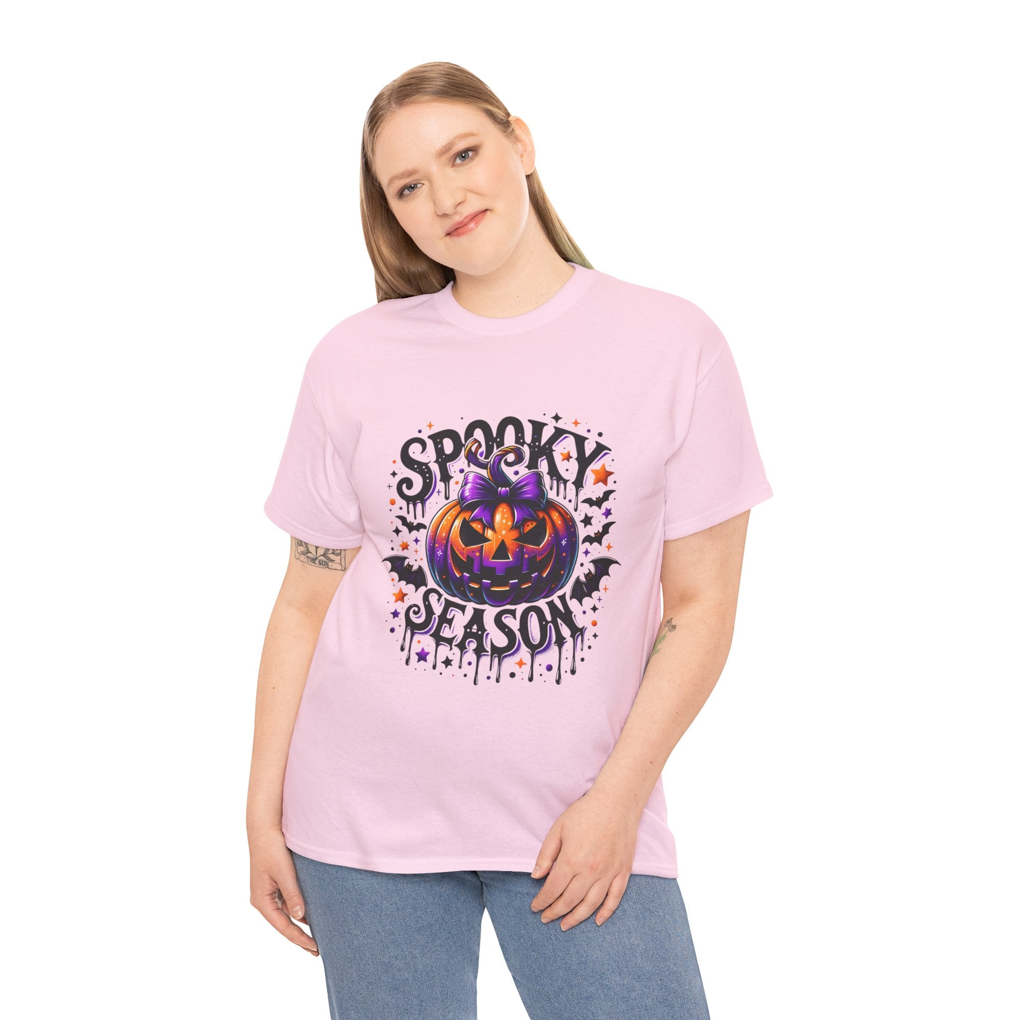 Halloween T-Shirt — "Spooky Season" Pumpkin Bat Graphic Tee