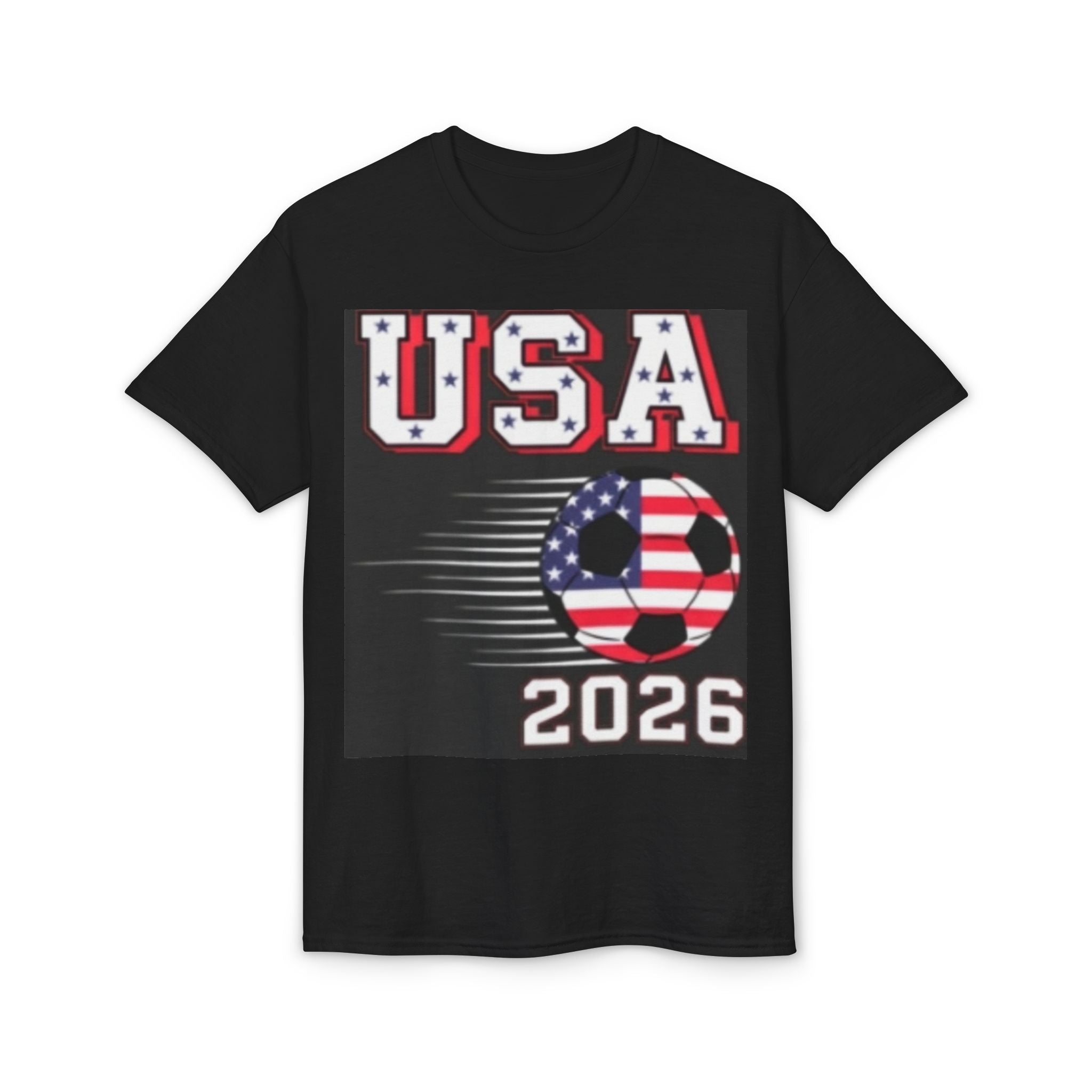 USA Soccer 2026 T-Shirt — American Flag Soccer Ball World Cup Tee