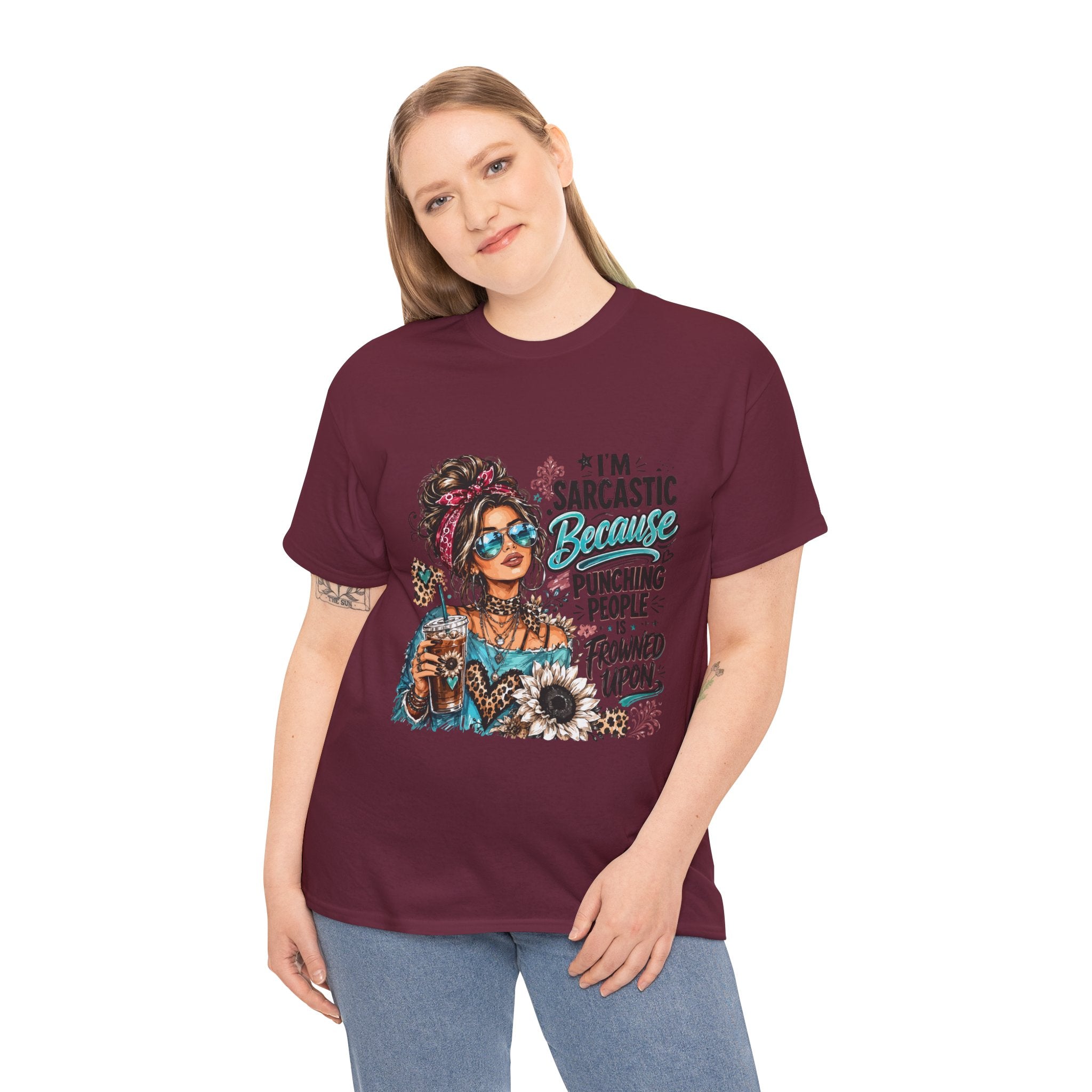 Sarcastic Woman Graphic Tee – "I’m Sarcastic Because Punching People Is Frowned Upon"