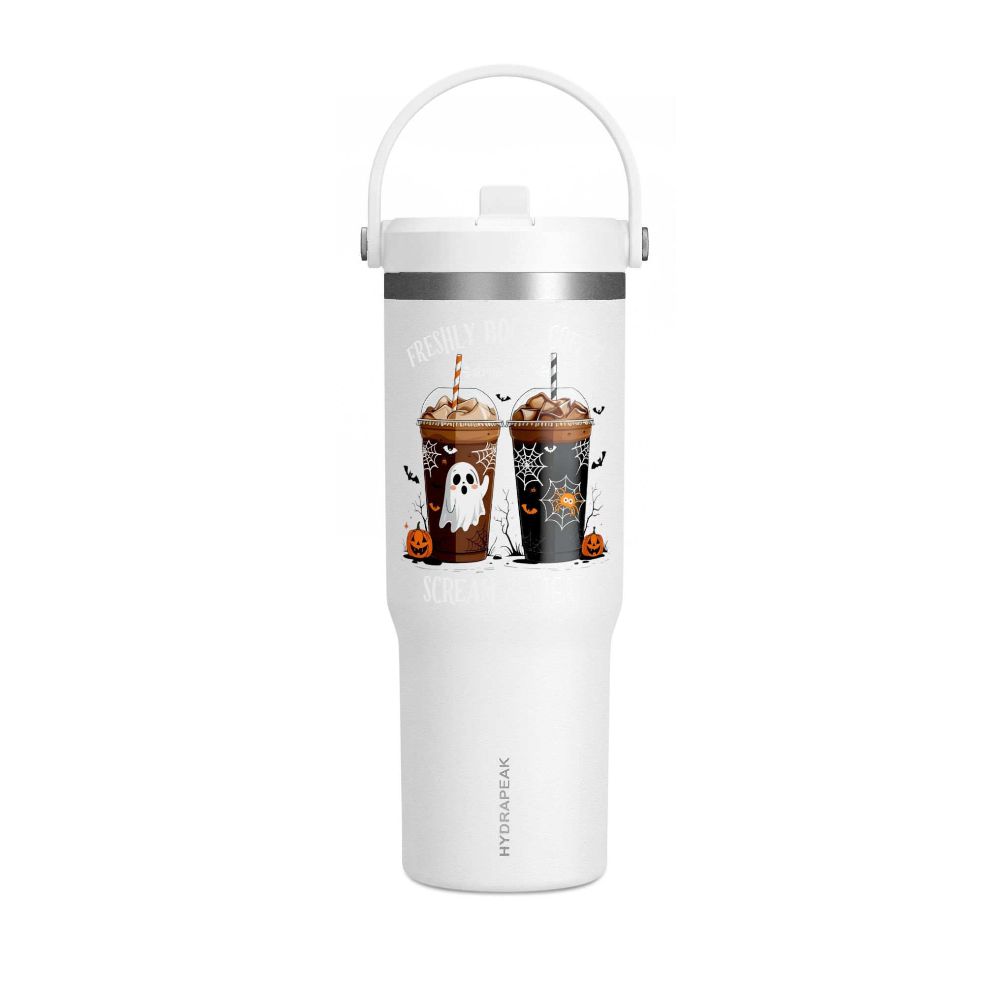 Halloween Coffee Tumbler — “Freshly Boo’d Coffee” 32oz Insulated Travel Cup