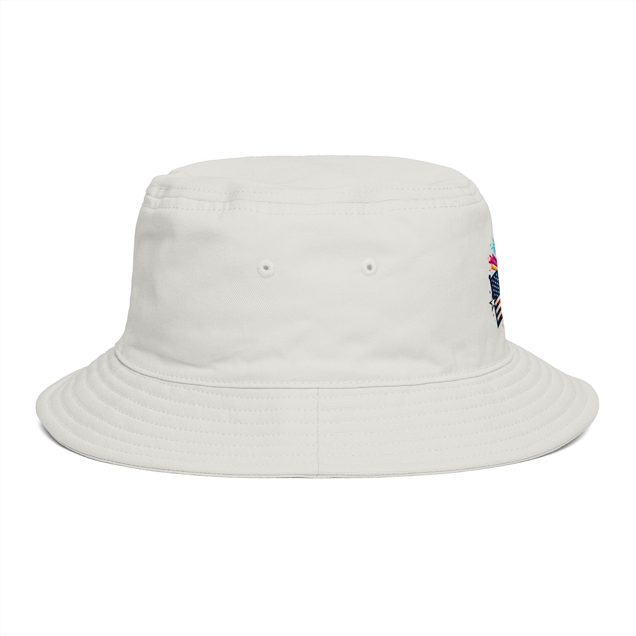 Patriotic Fireworks American Flag Bucket Hat — 4th of July USA Celebration Hat