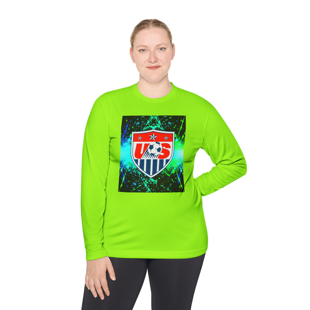 USA Soccer Crest Long Sleeve Tee — Neon Splash