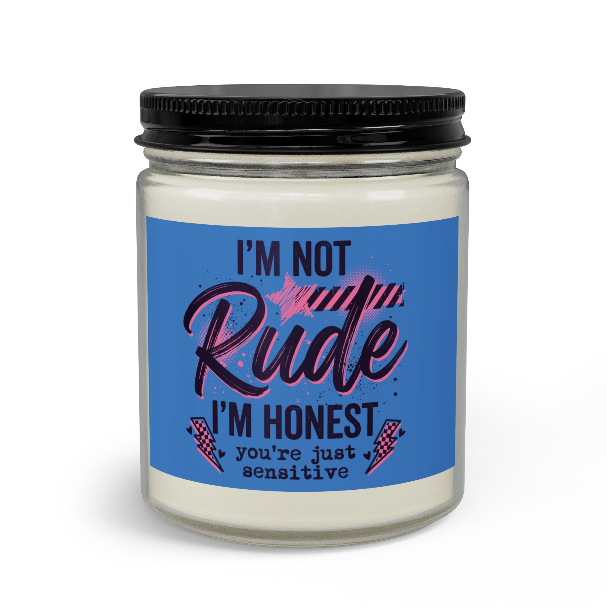 Sassy Quote Candle Set — “I’m Not Rude, I’m Honest” Jar Candle with Matches & Wick Trimmer