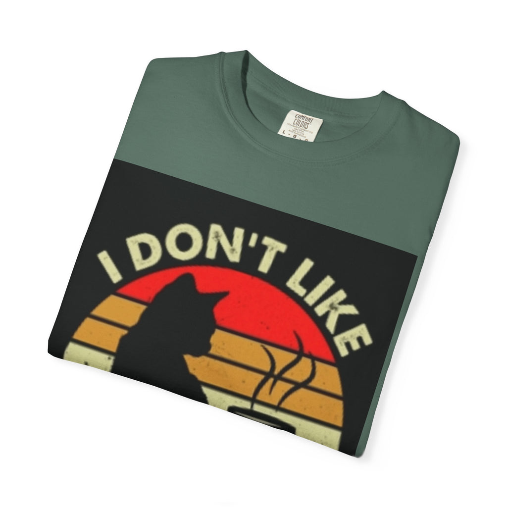 I Don't Like Morning People T-Shirt — Cat & Coffee Retro Graphic Tee