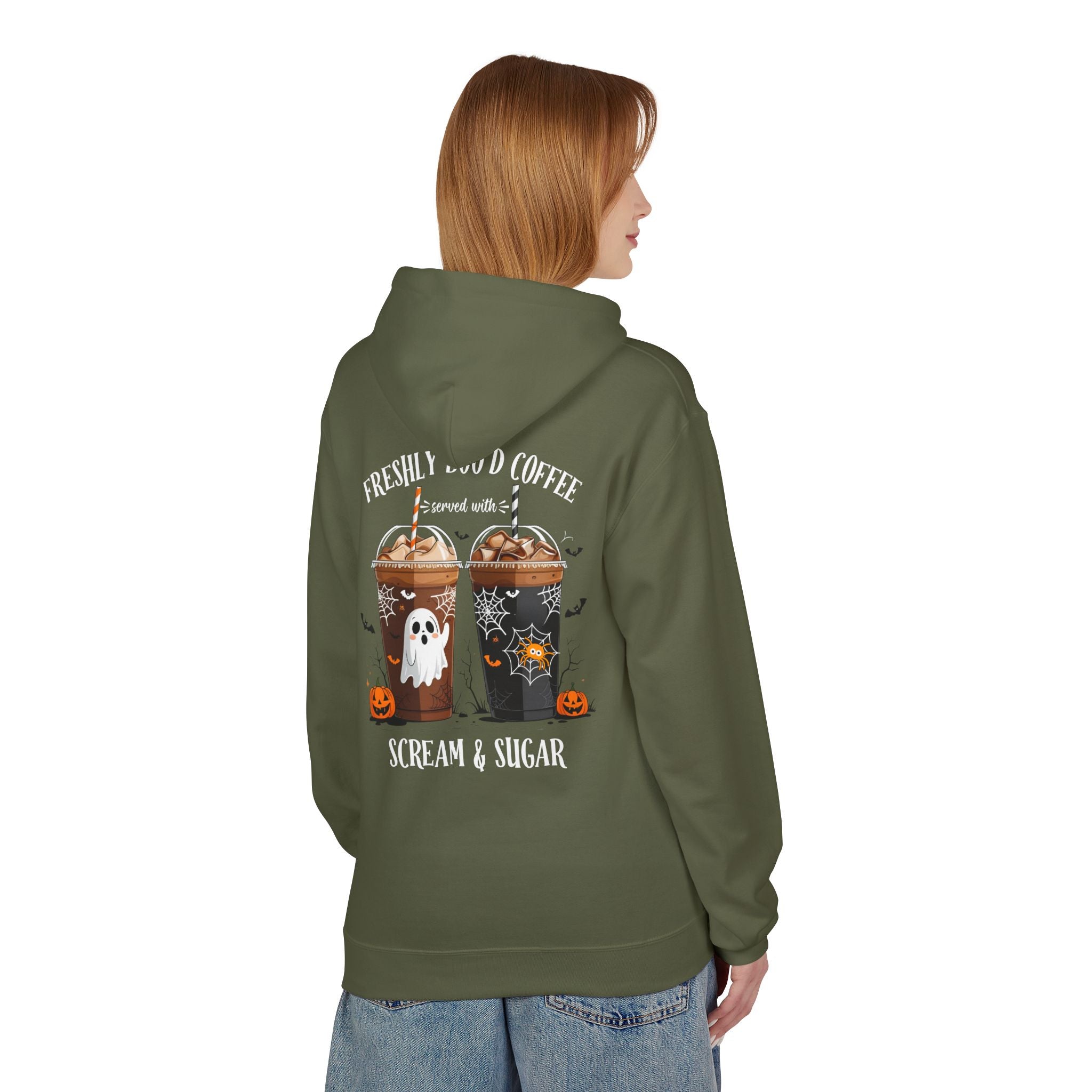 Halloween Coffee Hoodie - "Freshly Brew'd Coffee" Scream & Sugar Graphic