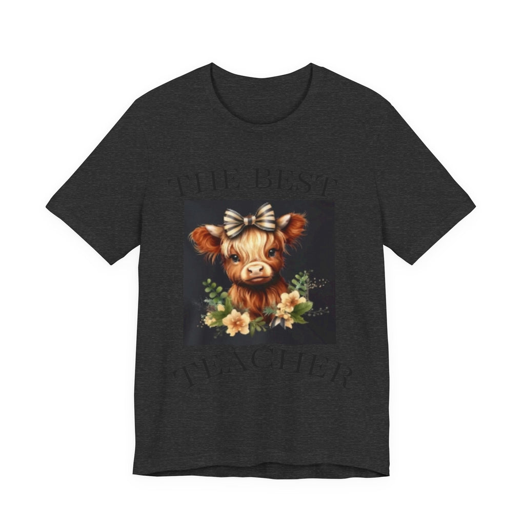 The Best Teacher Cow Tee — Cute Floral Cow Graphic Teacher T-Shirt
