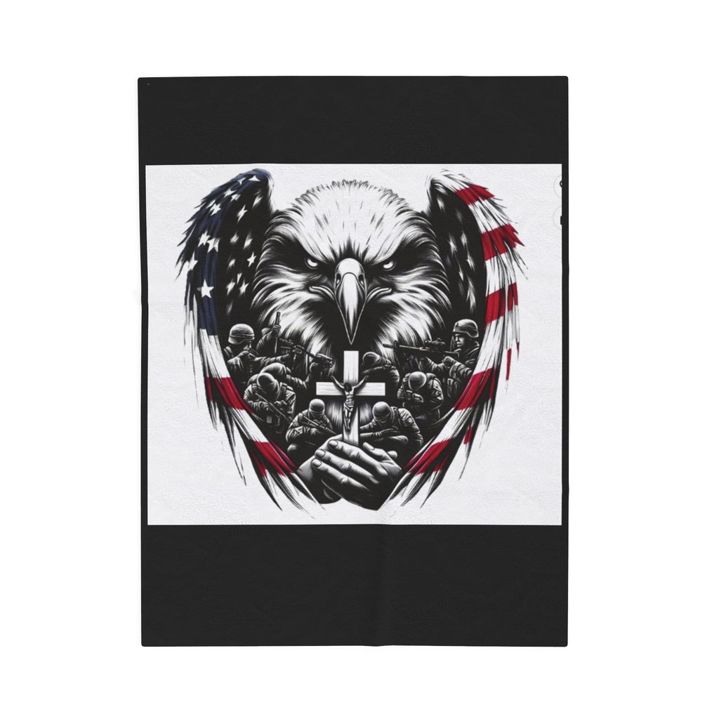 American Eagle Prayer Velveteen Plush Blanket — Patriotic Memorial Throw