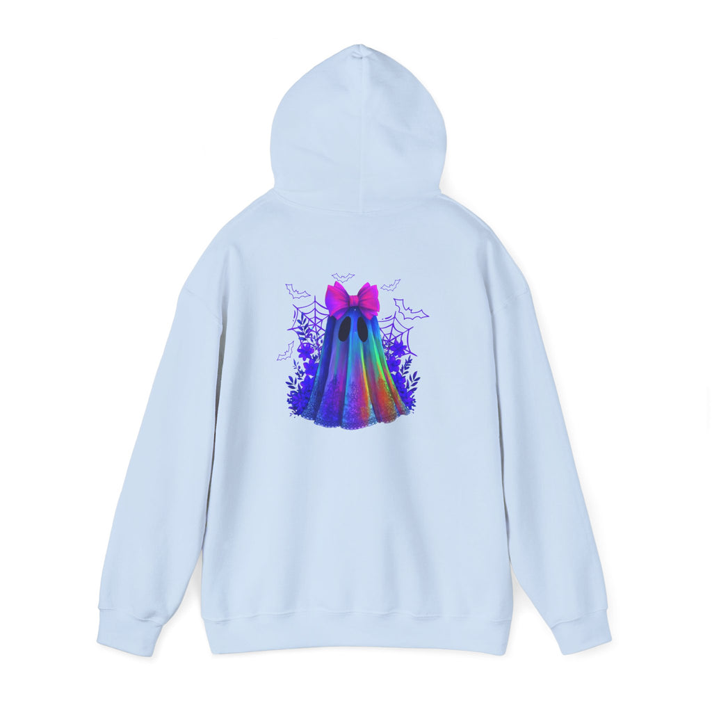 Colorful Ghost Hoodie with Bow — Cute Rainbow Halloween Pullover
