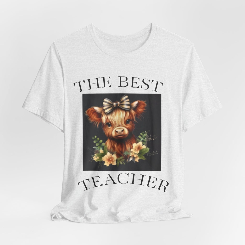 The Best Teacher Cow Tee — Cute Floral Cow Graphic Teacher T-Shirt