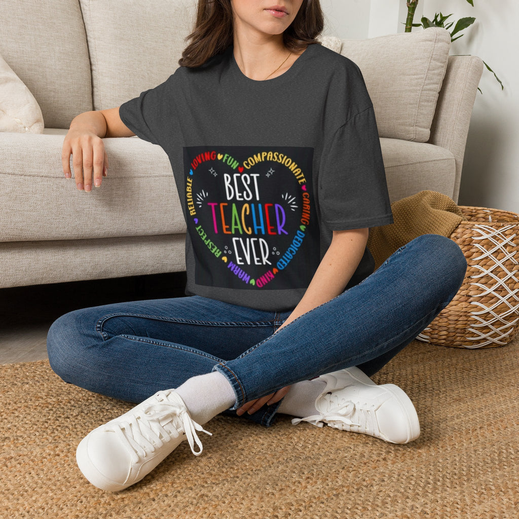 Best Teacher Ever T-Shirt — Colorful Heart Tribute for Educators, Teacher Appreciation Gift