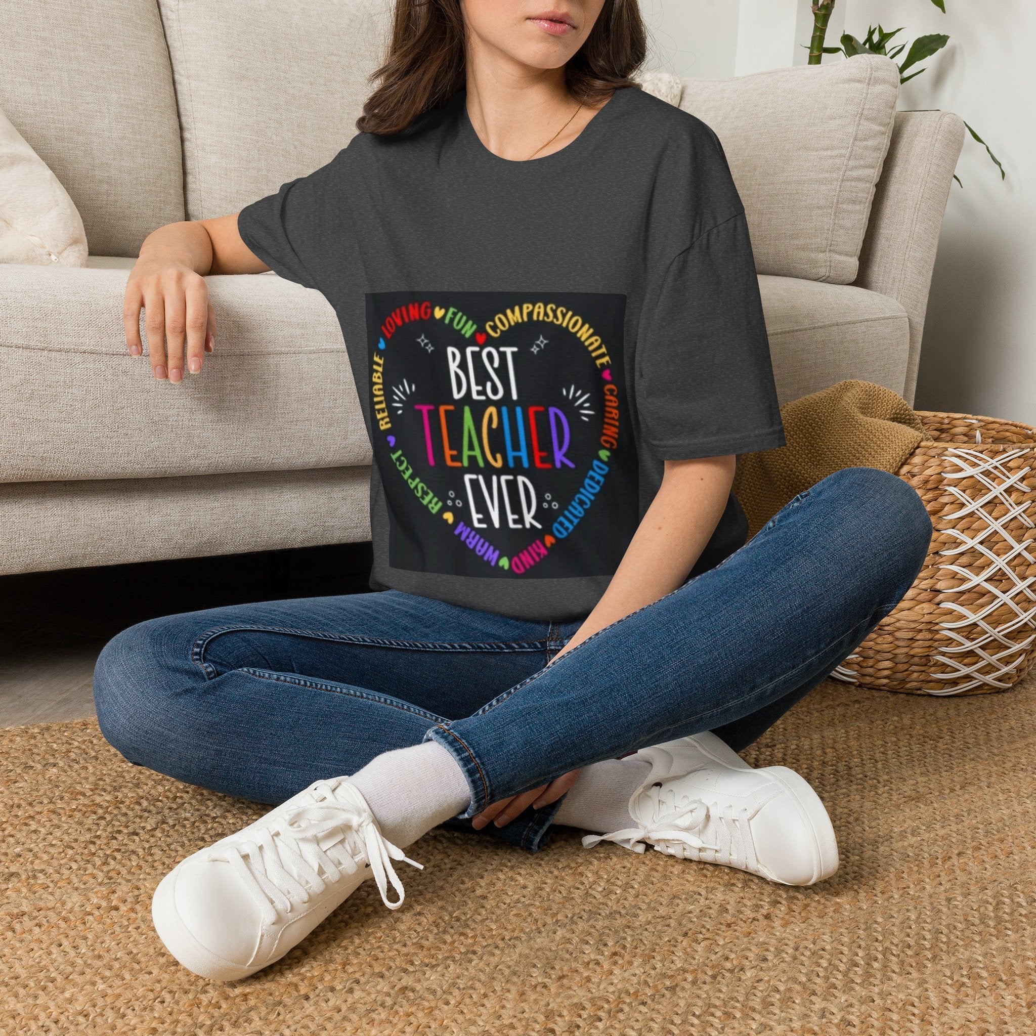 Best Teacher Ever T-Shirt — Colorful Heart Tribute for Educators, Teacher Appreciation Gift