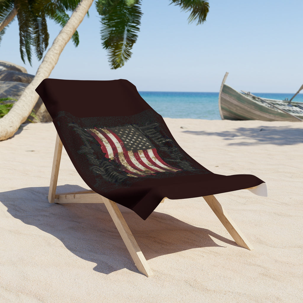Patriotic American Flag Beach Towel – "Land of the Free, Home of the Brave"