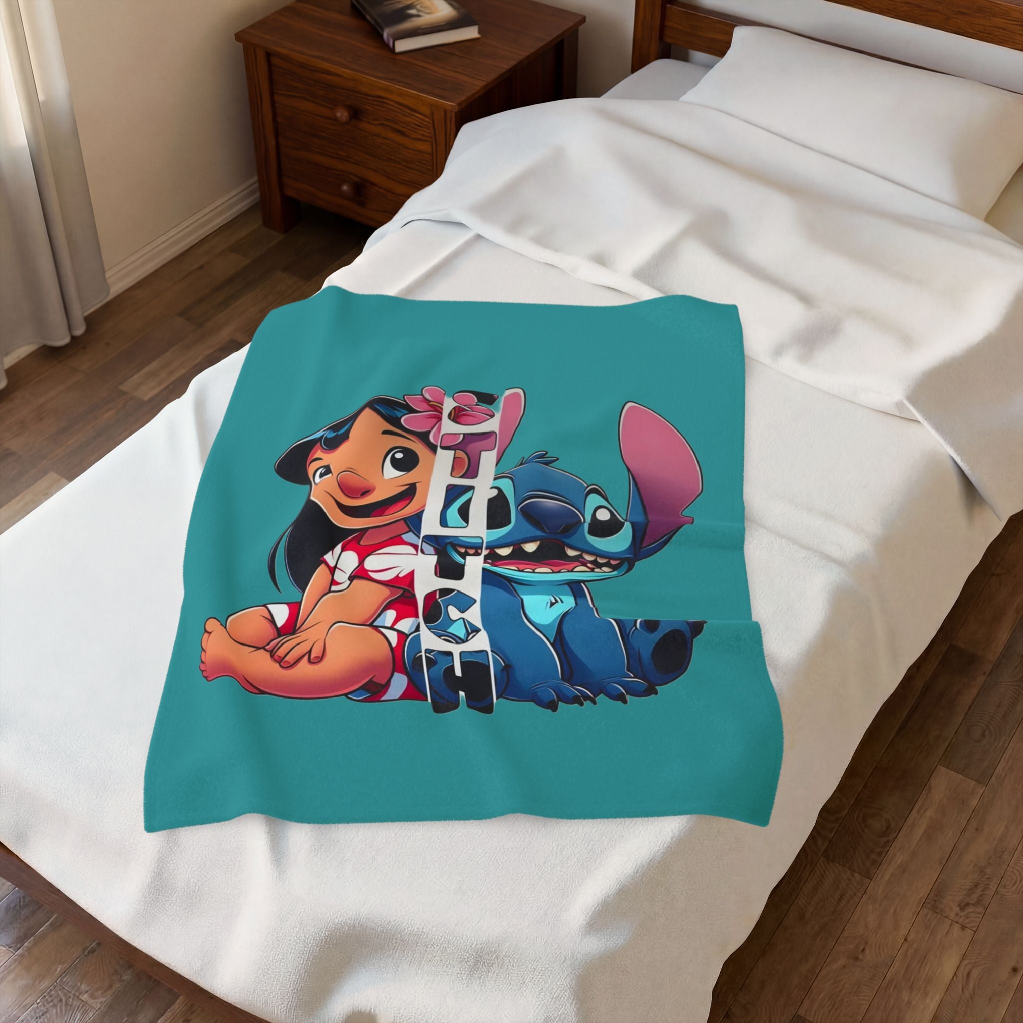 Lilo & Stitch Velveteen Plush Blanket – Cute Cartoon Disney Throw