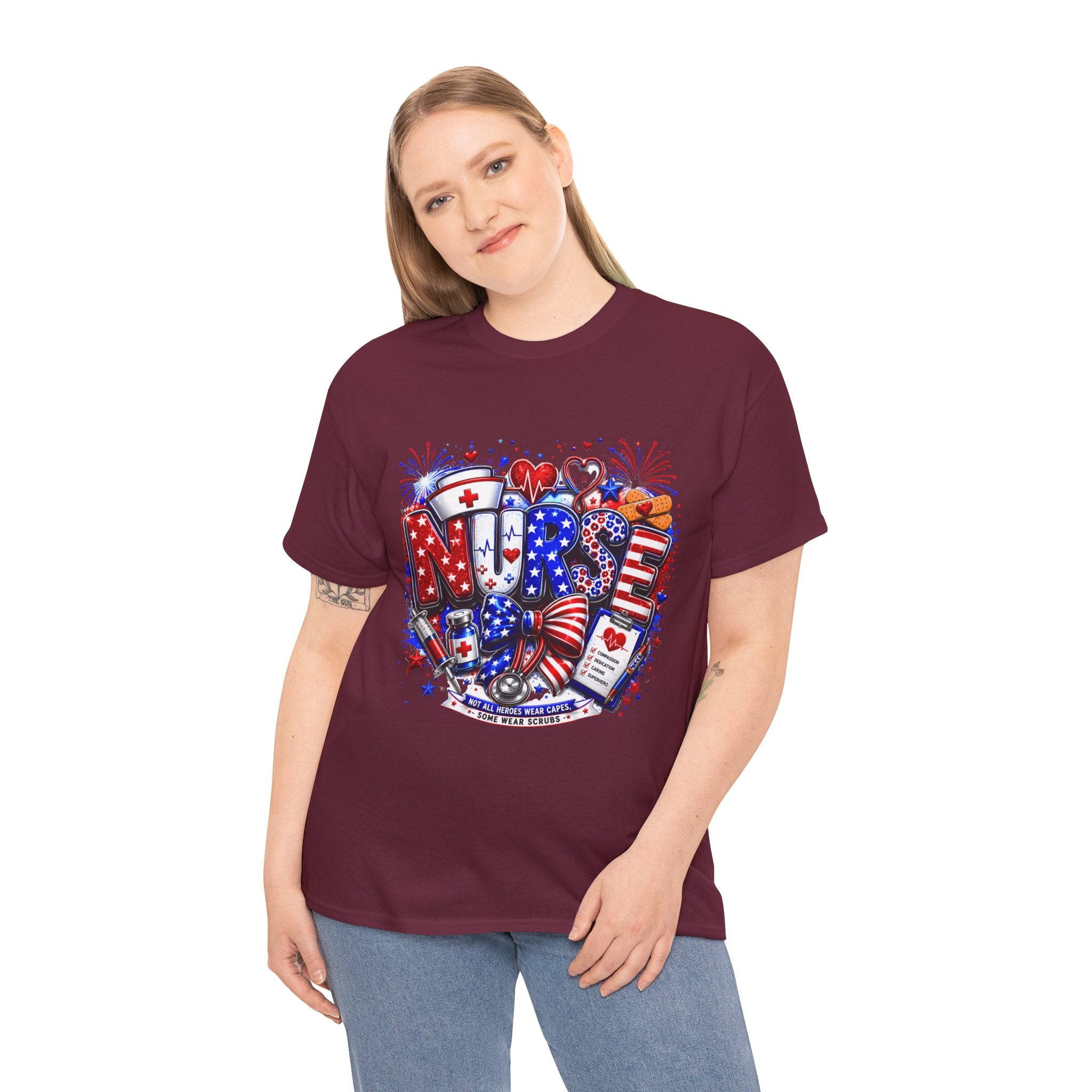 Nurse Heart Graphic Tee – Patriotic RN Appreciation T‑Shirt