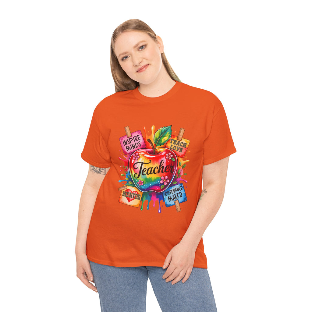 Colorful Apple Teacher T‑Shirt – Inspire Minds | Back to School Gift