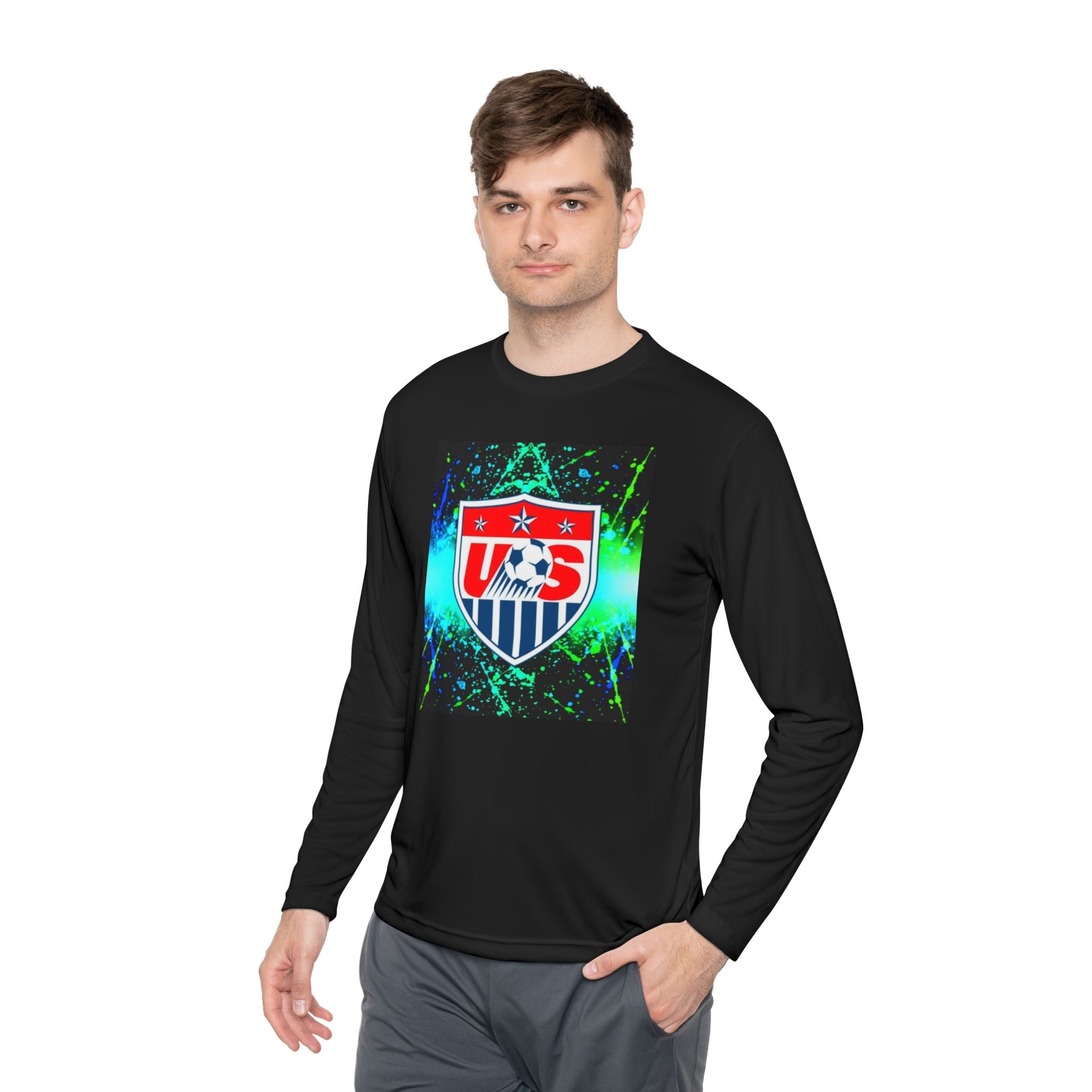 USA Soccer Crest Long Sleeve Tee — Neon Splash