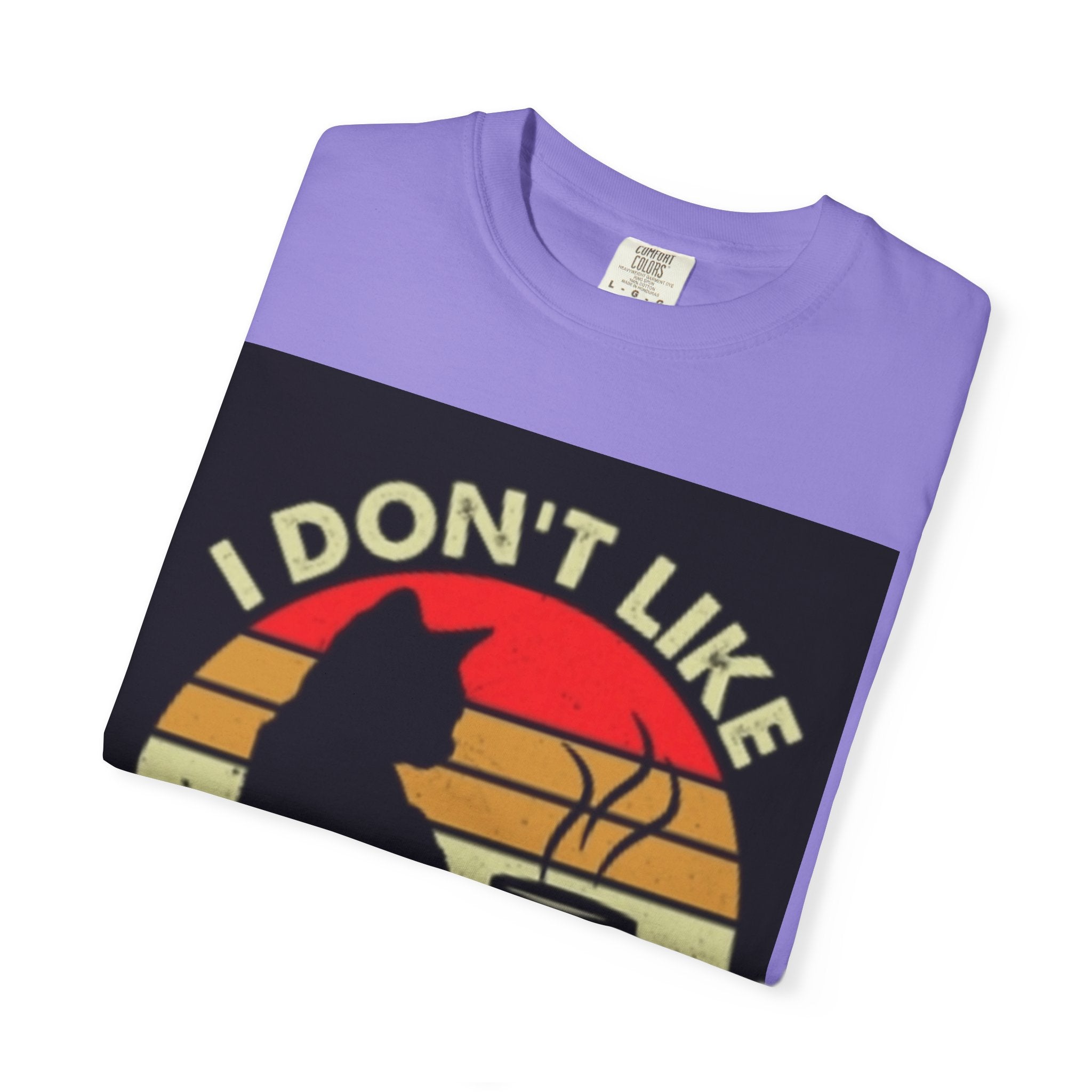 I Don't Like Morning People T-Shirt — Cat & Coffee Retro Graphic Tee