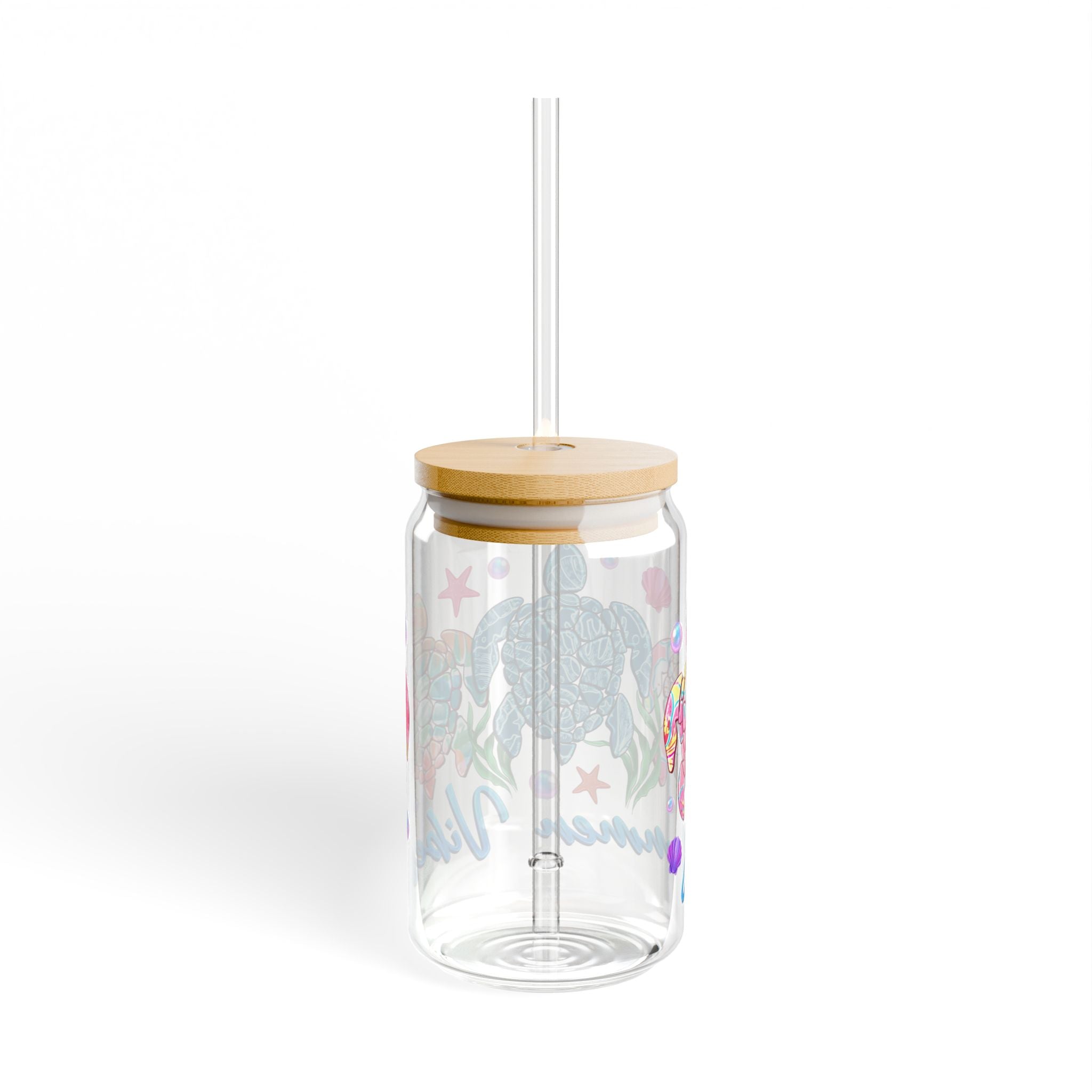 Sea Turtle Sipper Glass - 16oz Summer Vibes Drink Tumbler
