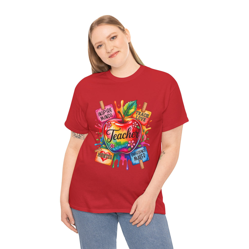 Colorful Apple Teacher T‑Shirt – Inspire Minds | Back to School Gift