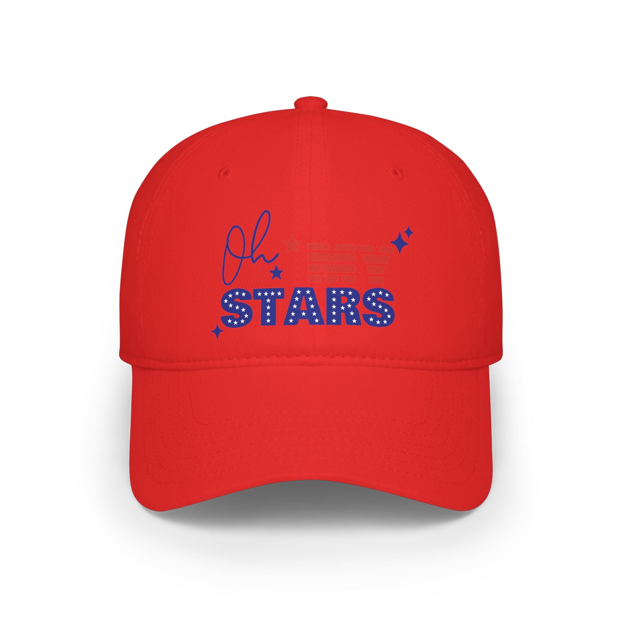 Oh Stars Red Baseball Cap — Retro Sparkle Logo Dad Hat