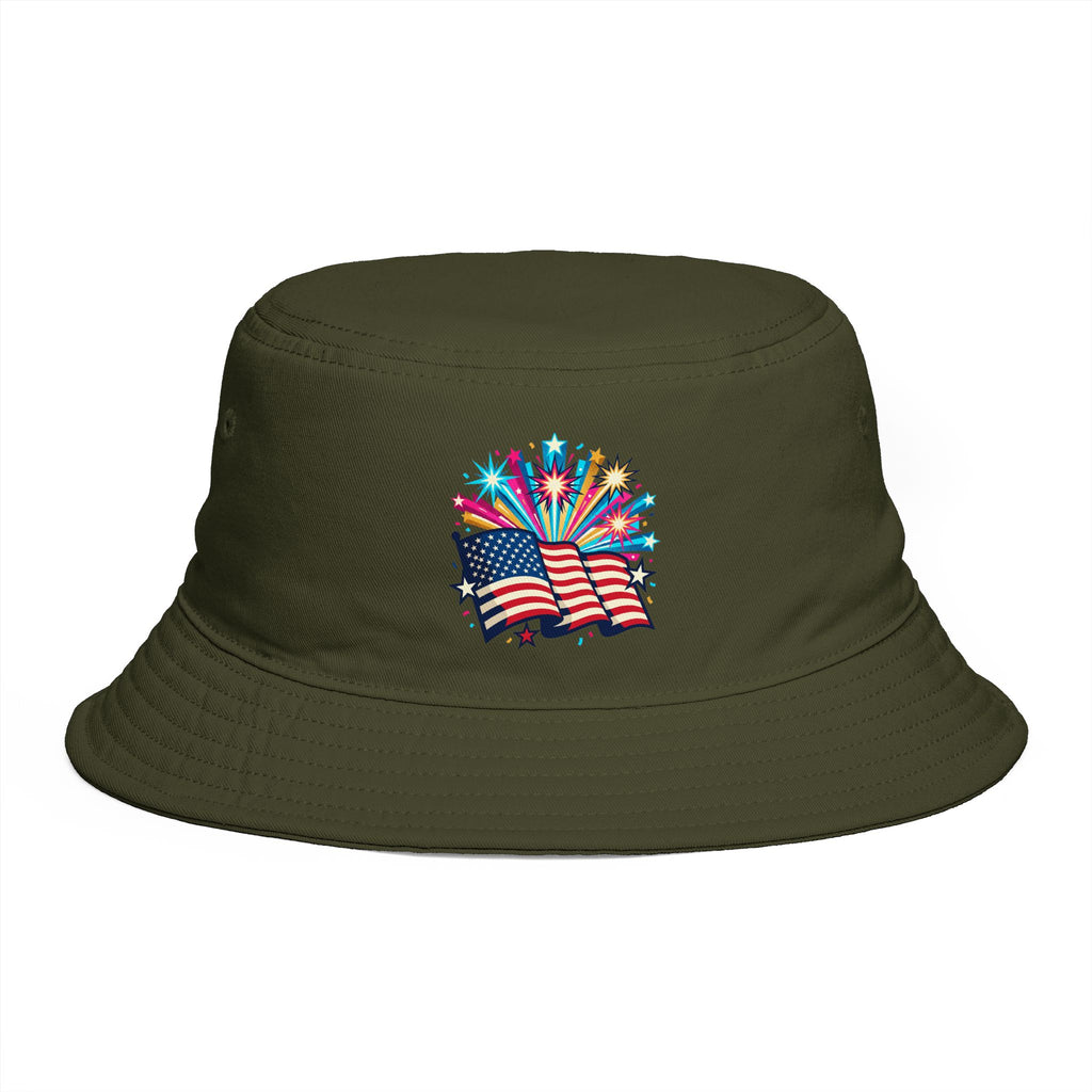 Patriotic Fireworks Bucket Hat – American Flag Celebration Hat