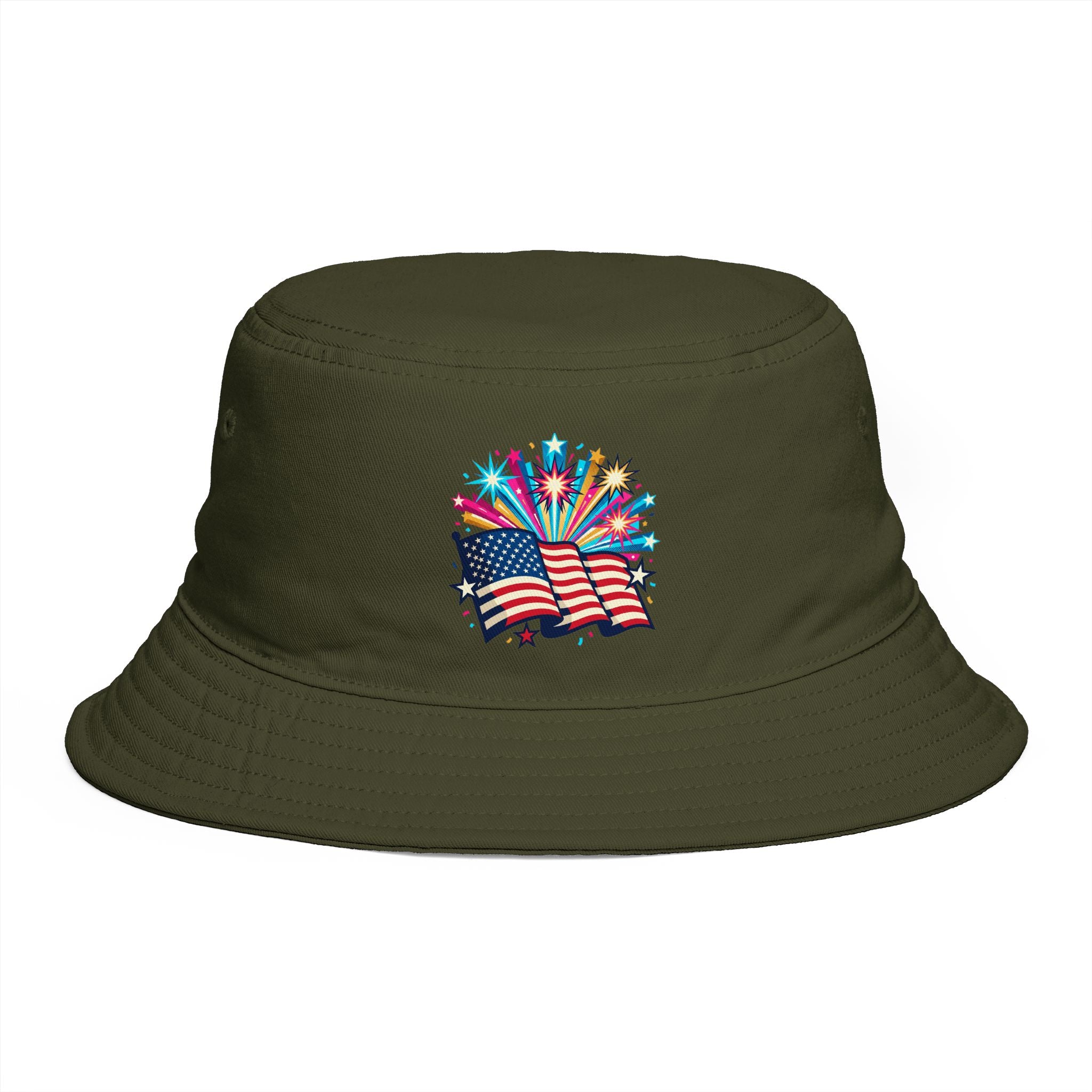 Patriotic Fireworks Bucket Hat – American Flag Celebration Hat
