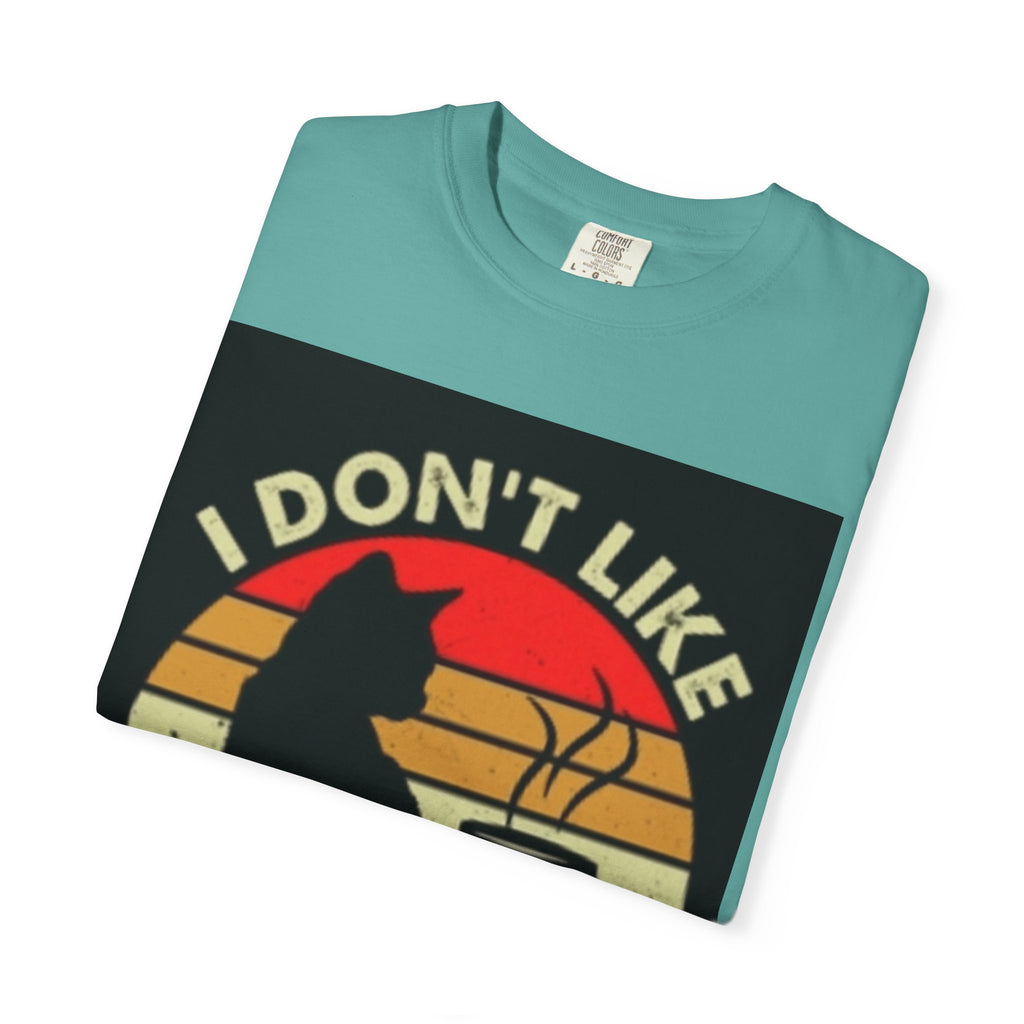 I Don't Like Morning People T-Shirt — Cat & Coffee Retro Graphic Tee