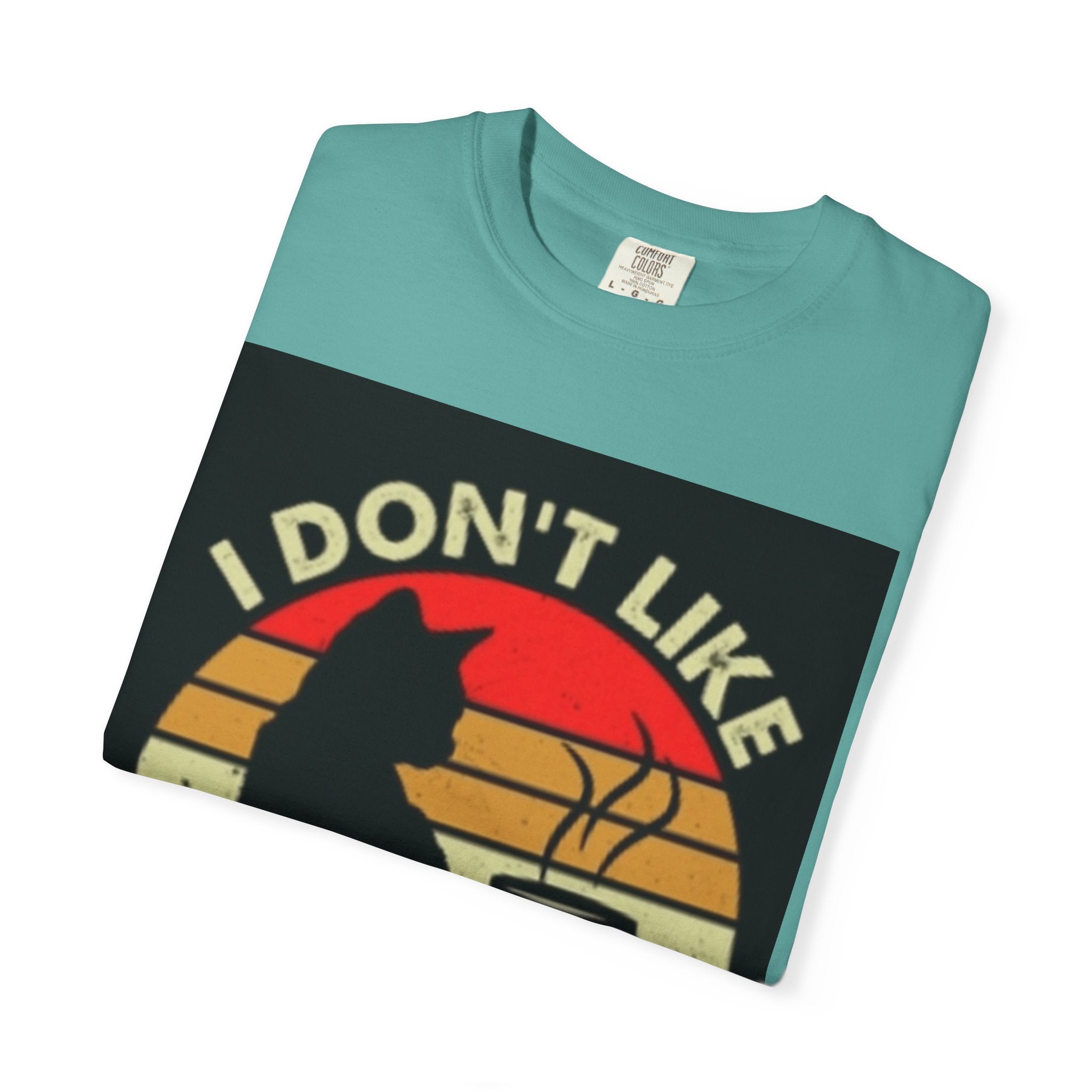 I Don't Like Morning People T-Shirt — Cat & Coffee Retro Graphic Tee