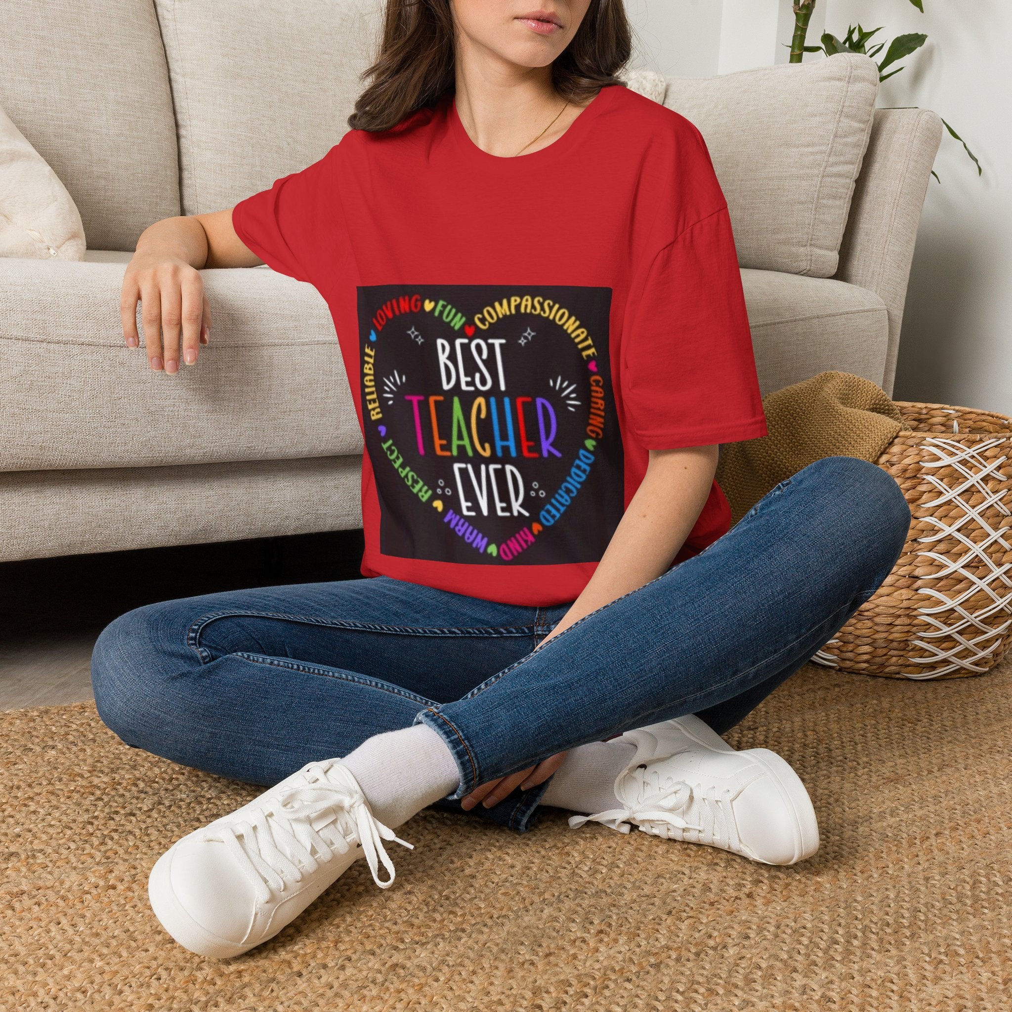 Best Teacher Ever T-Shirt — Colorful Heart Tribute for Educators, Teacher Appreciation Gift