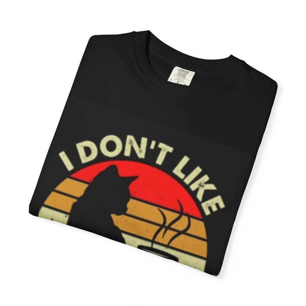 I Don't Like Morning People T-Shirt — Cat & Coffee Retro Graphic Tee