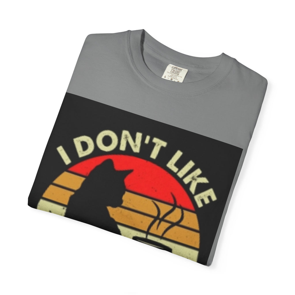 I Don't Like Morning People T-Shirt — Cat & Coffee Retro Graphic Tee