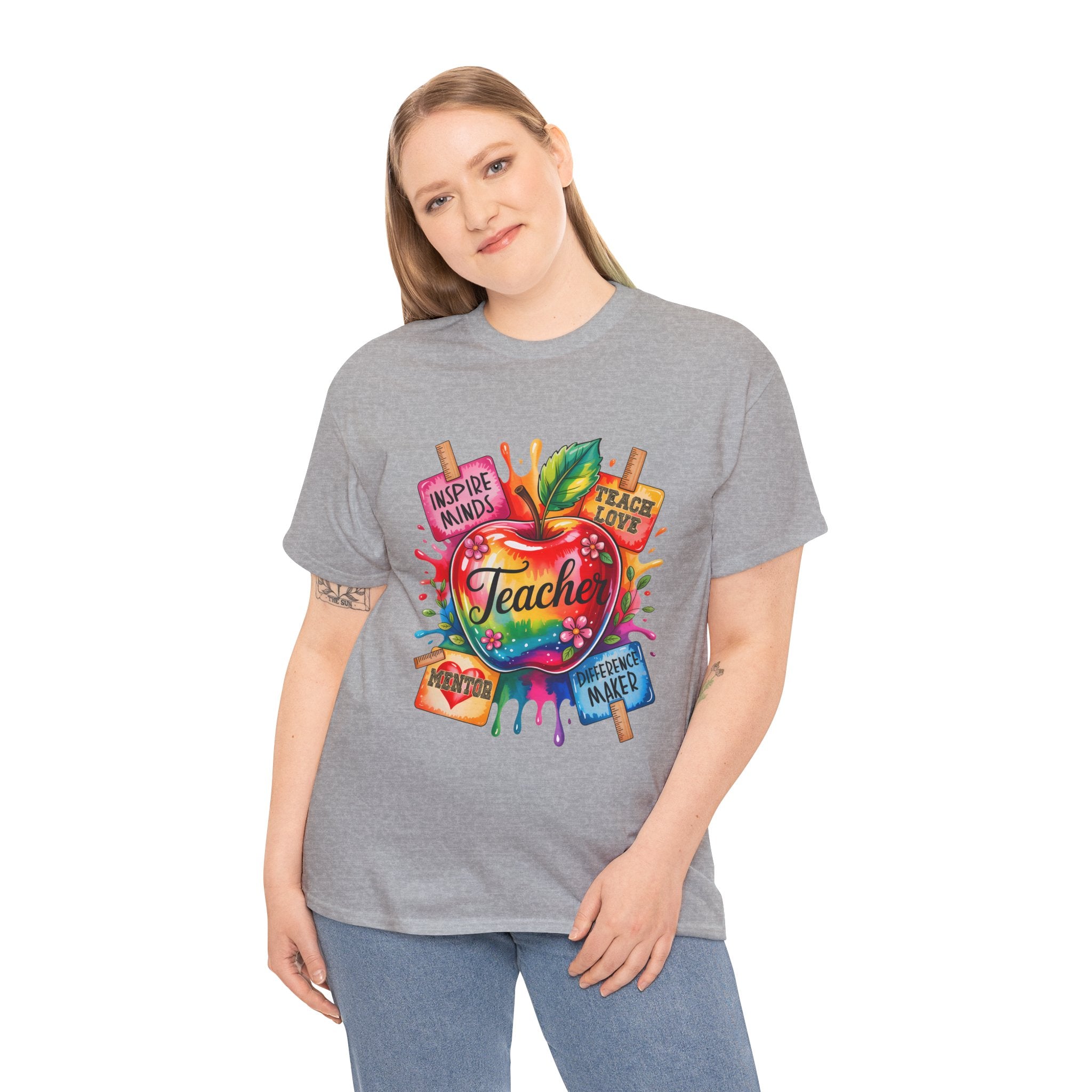 Colorful Apple Teacher T‑Shirt – Inspire Minds | Back to School Gift