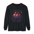 Spooky Season Long Sleeve Tee — Purple Pumpkin Halloween Design