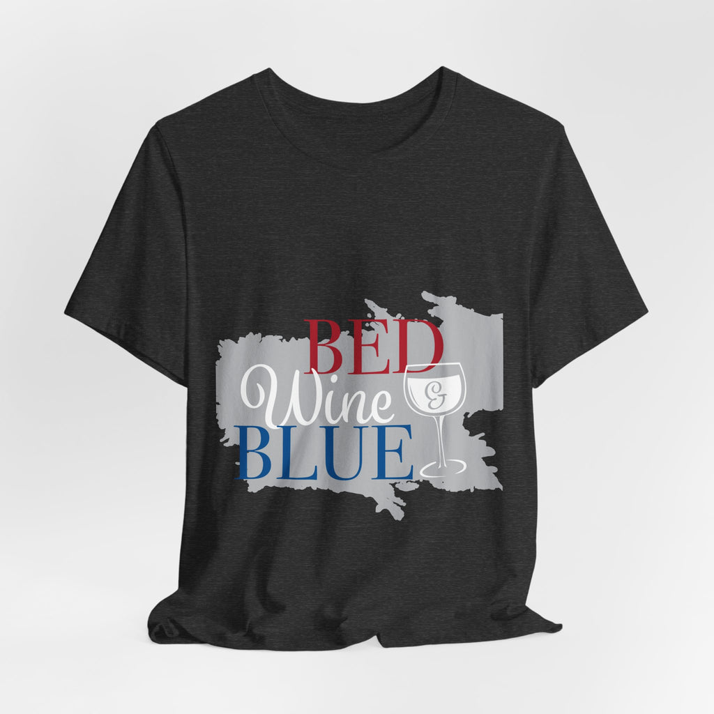 Bed Wine & Blue Tee – Patriotic Relaxation Graphic Shirt