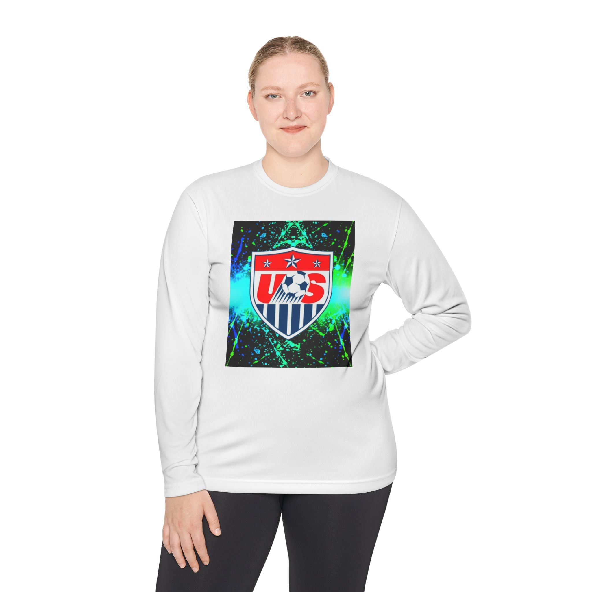 USA Soccer Crest Long Sleeve Tee — Neon Splash