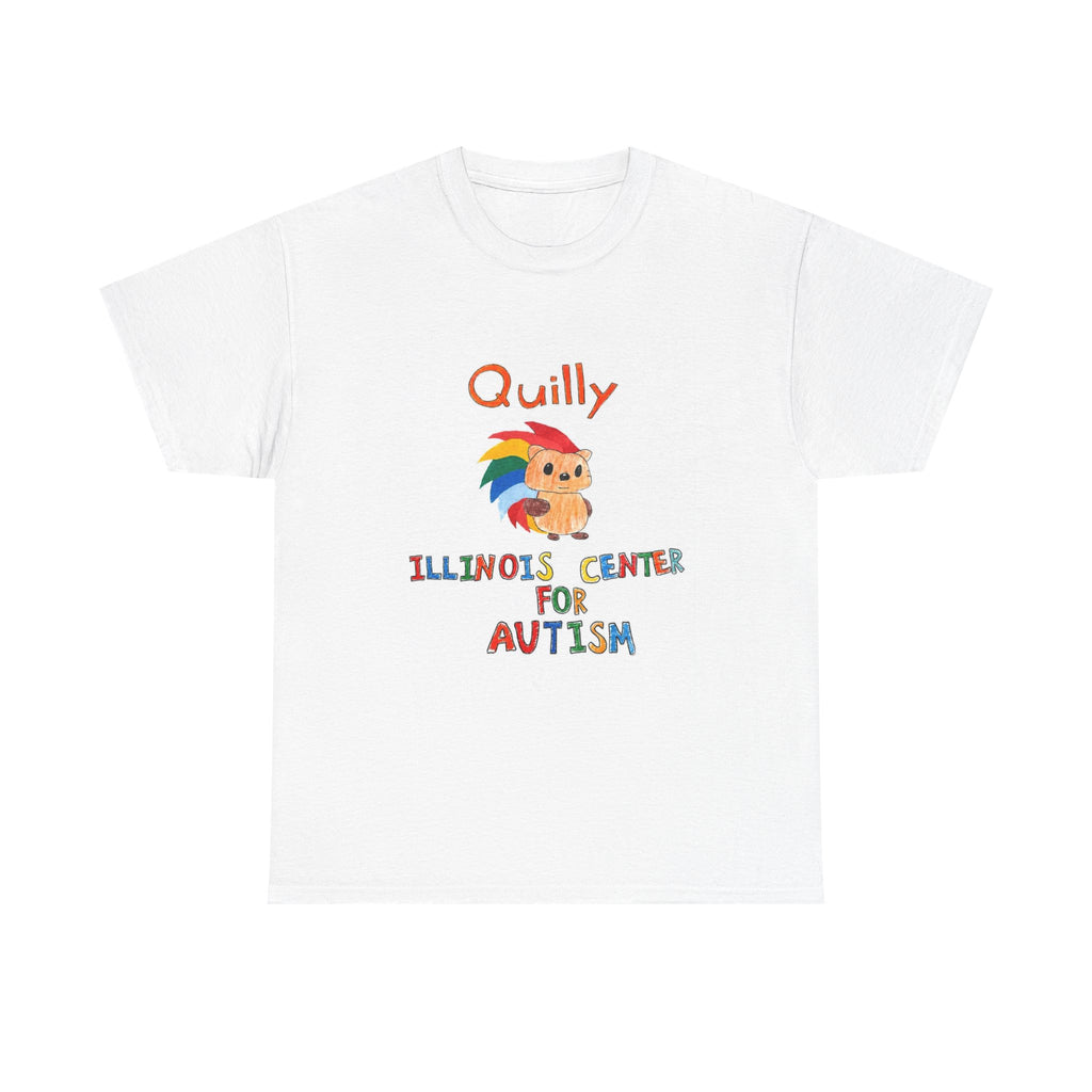 Autism Support Kids T-Shirt — "Quilly" Illinois Center for Autism Rainbow Hedgehog Tee